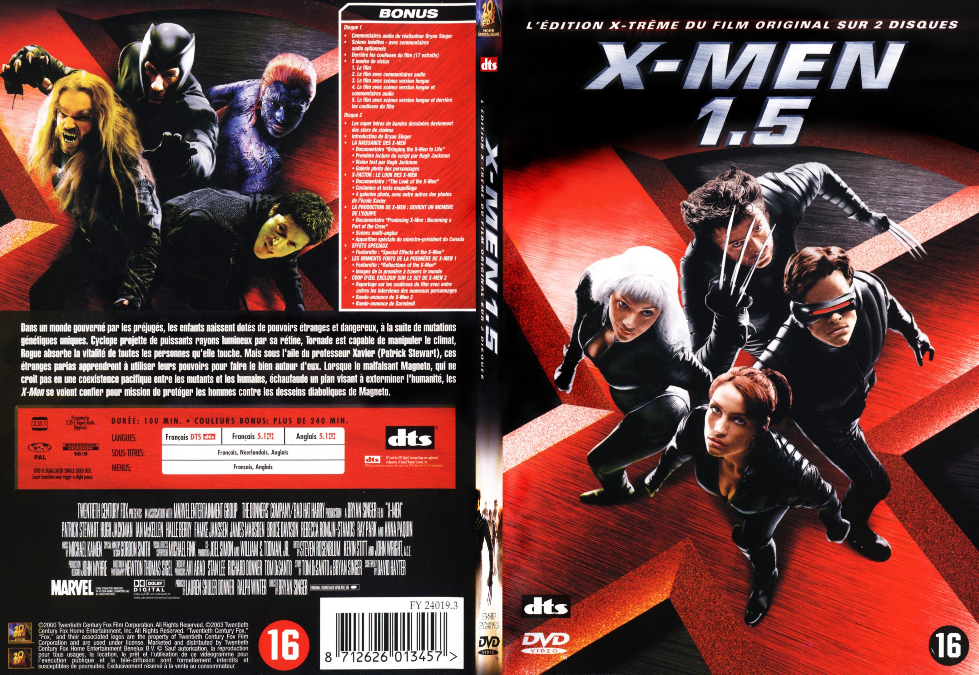 Jaquette DVD X-men 1-5 - SLIM