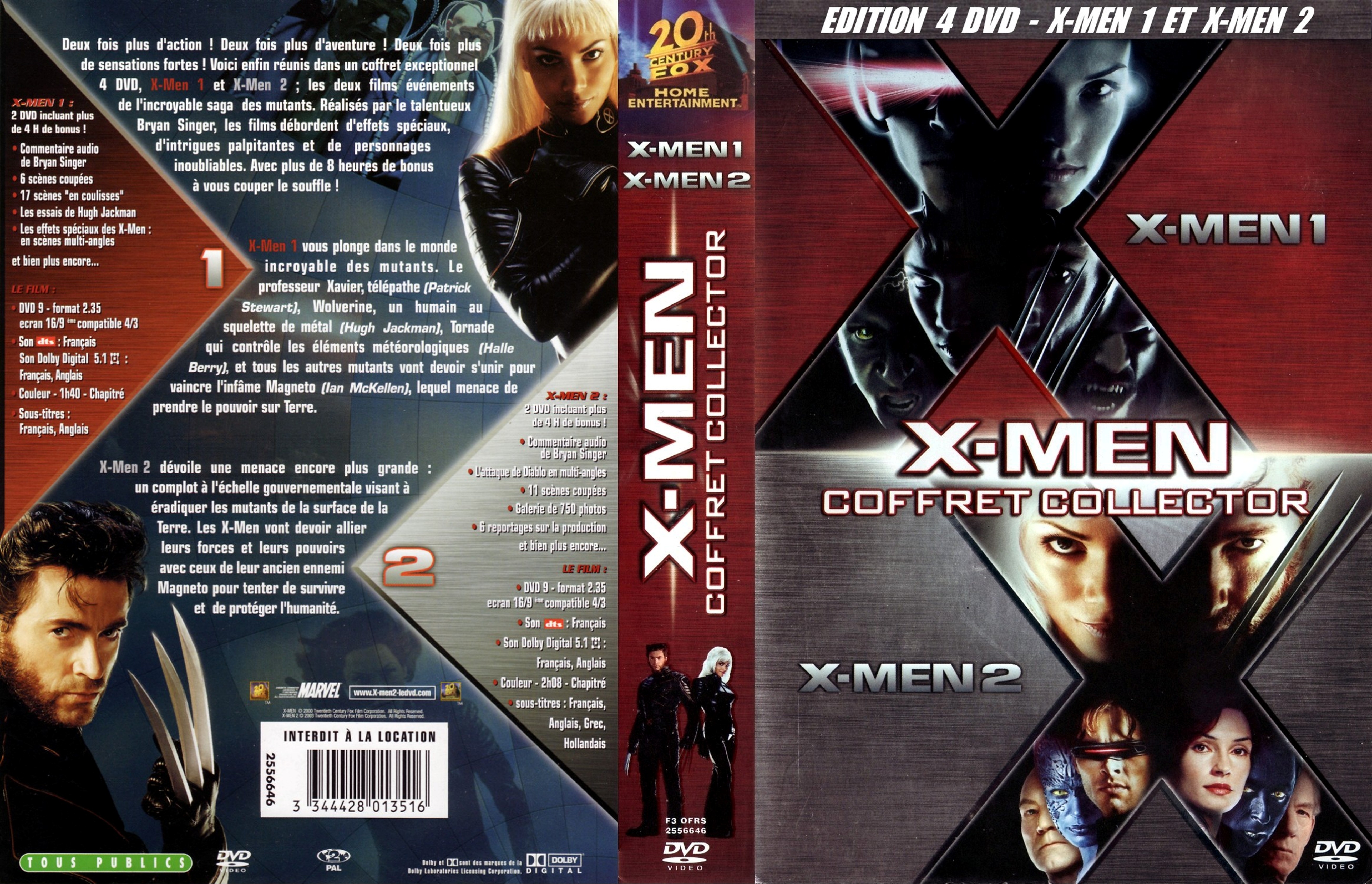 Jaquette DVD X-men 1 et 2 COFFRET v2