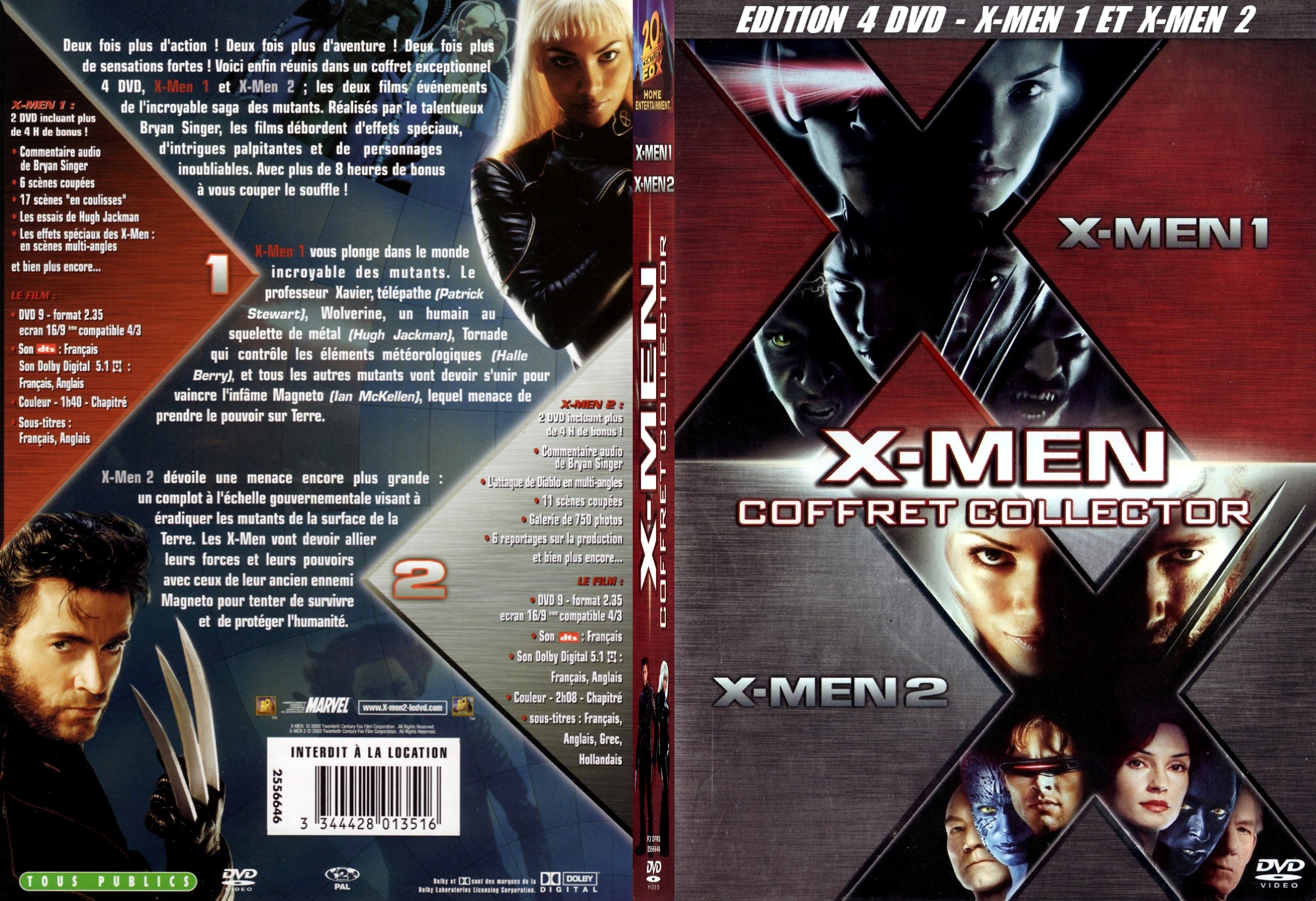 Jaquette DVD X-men 1 et 2 - SLIM
