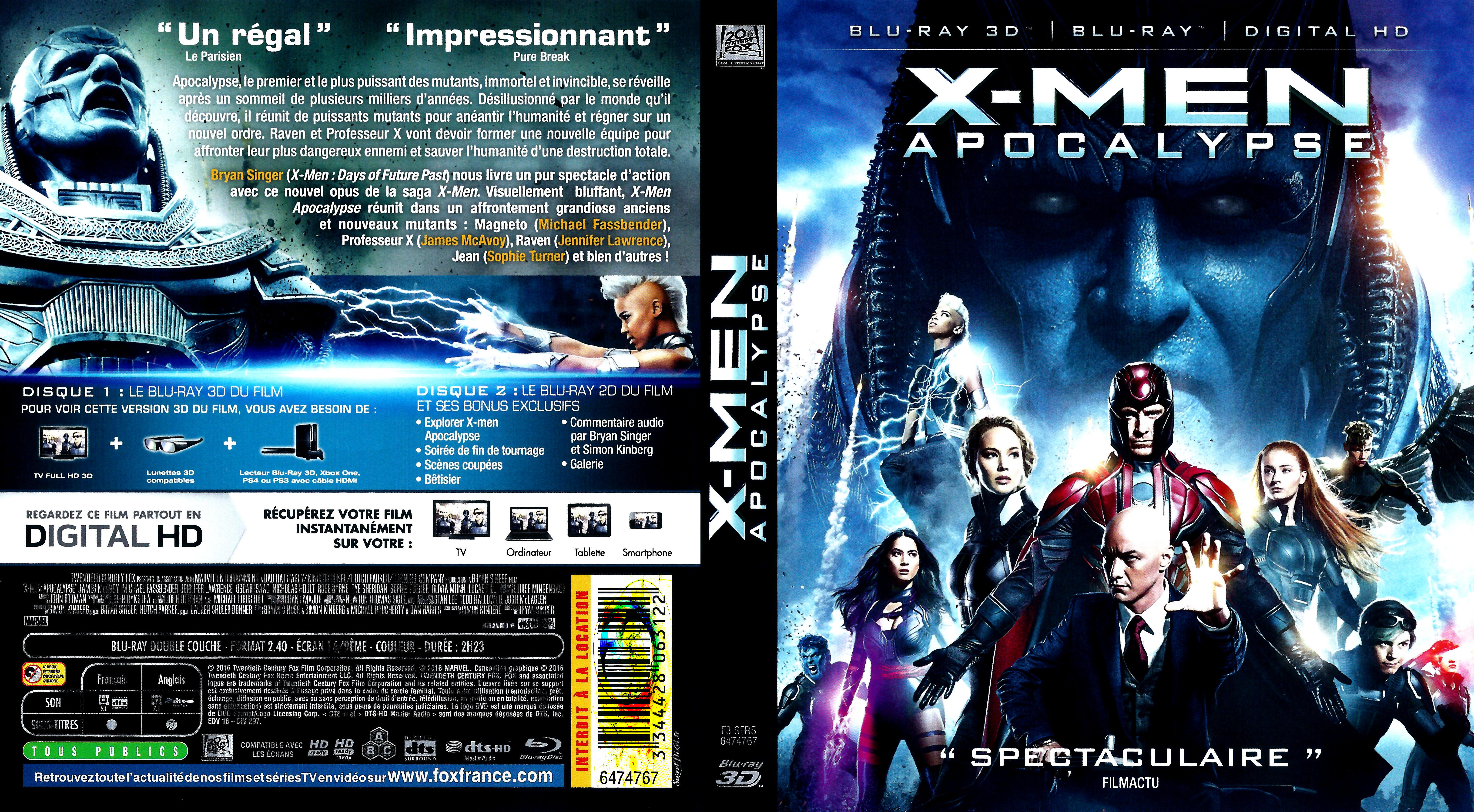 Jaquette DVD X-men apocalypse 2D-3D (BLU-RAY)