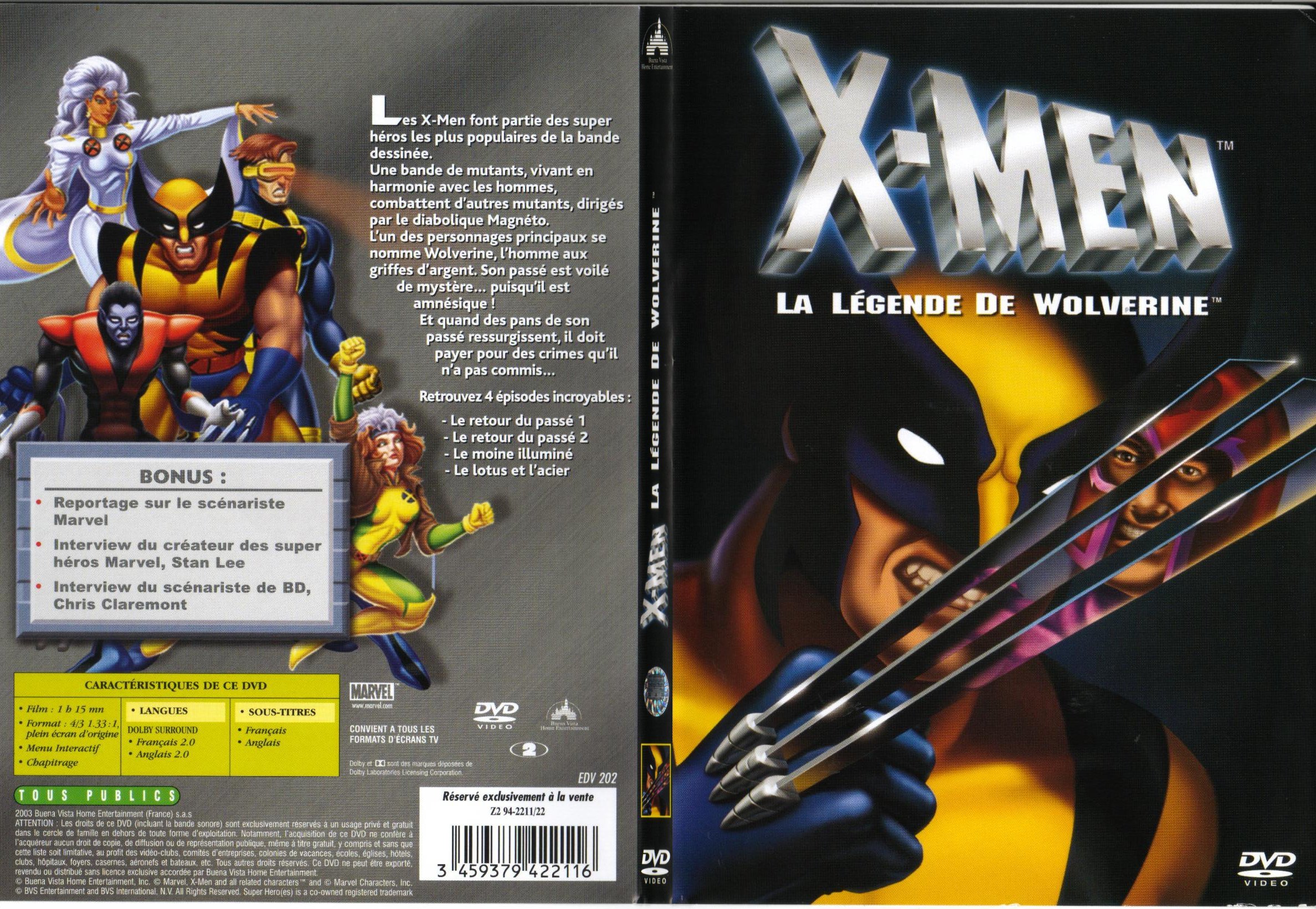 Jaquette DVD X-men la lgende de Wolverine (DA) - SLIM
