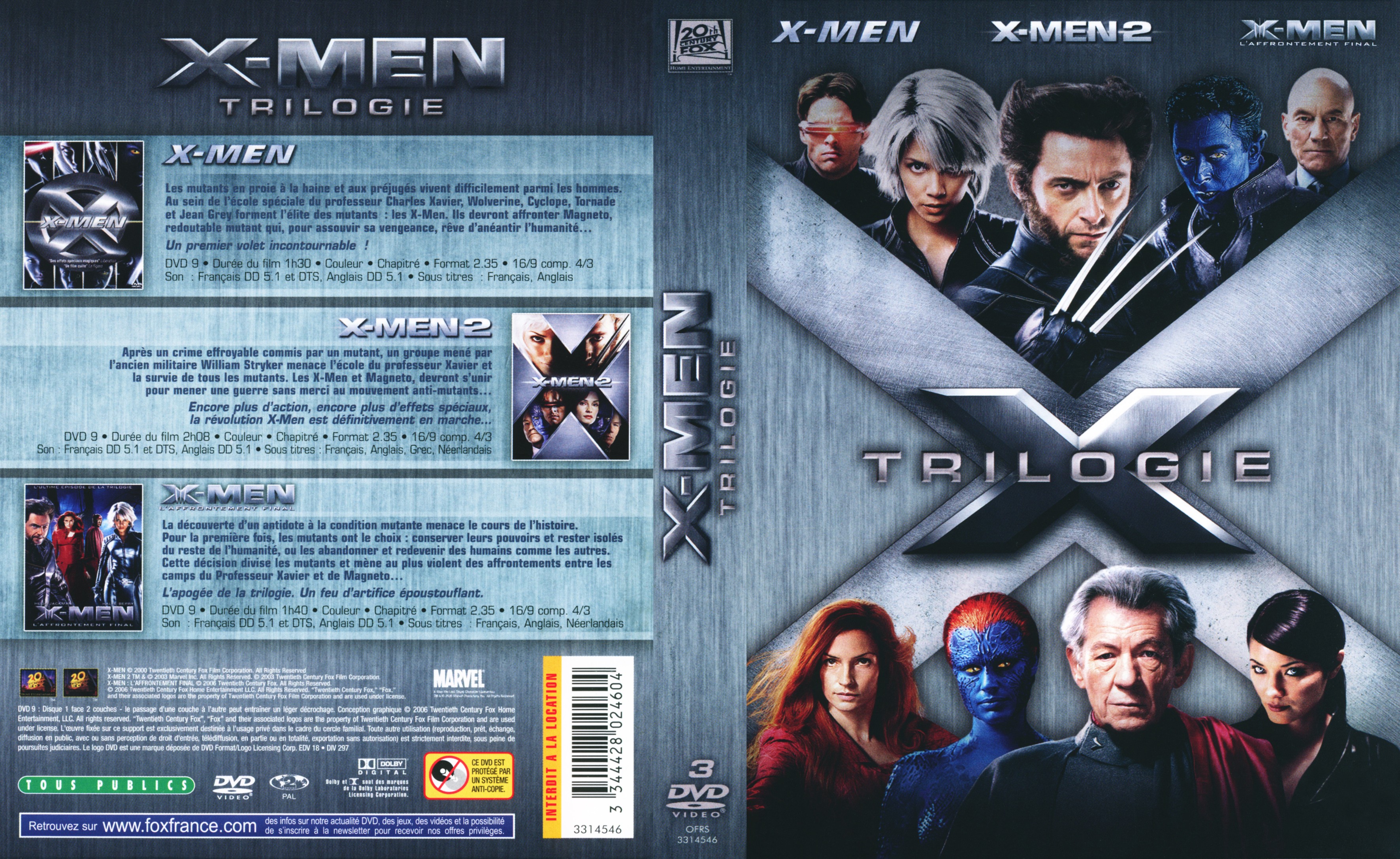 Jaquette DVD X-men trilogie COFFRET