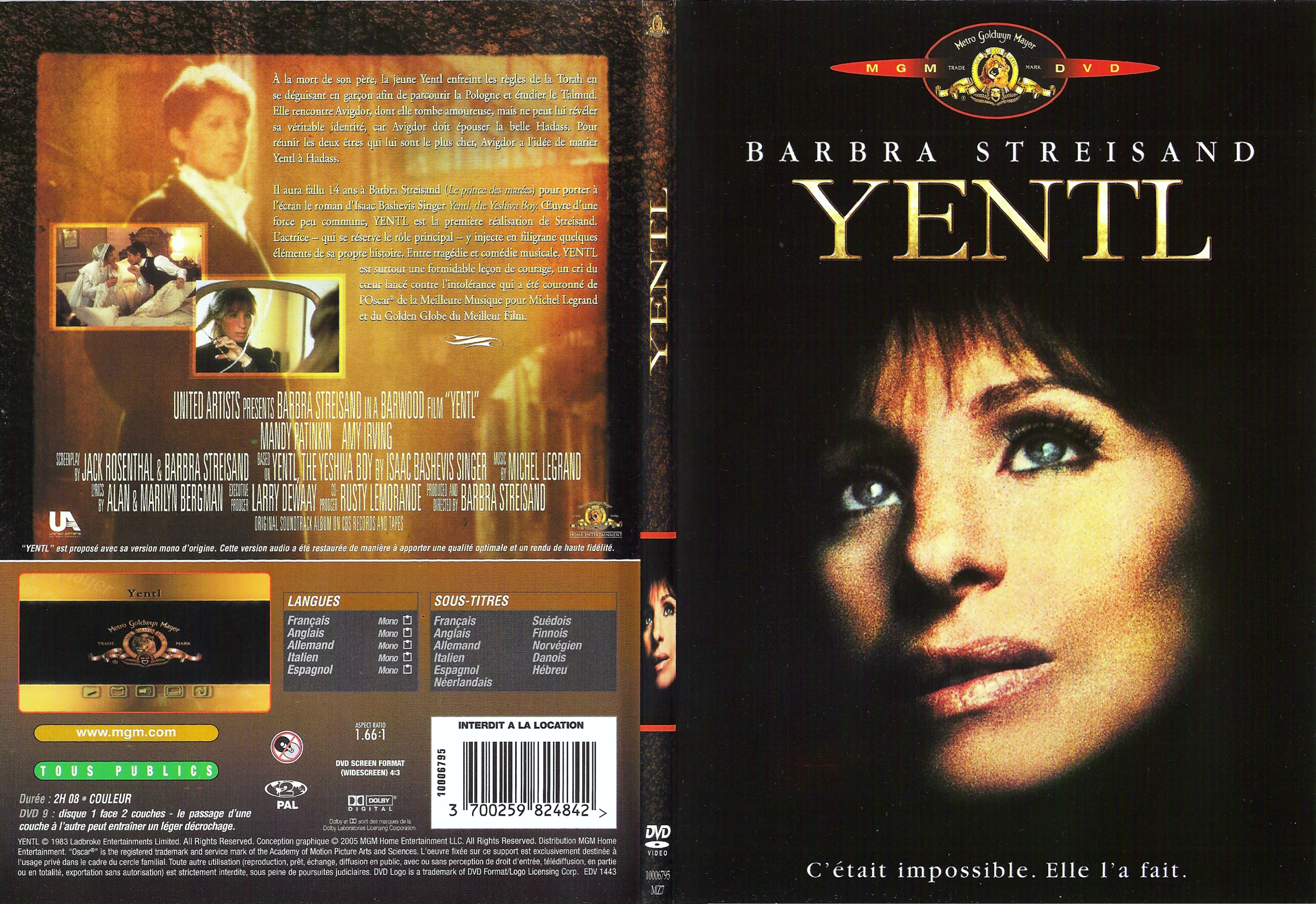 Jaquette DVD Yentl - SLIM