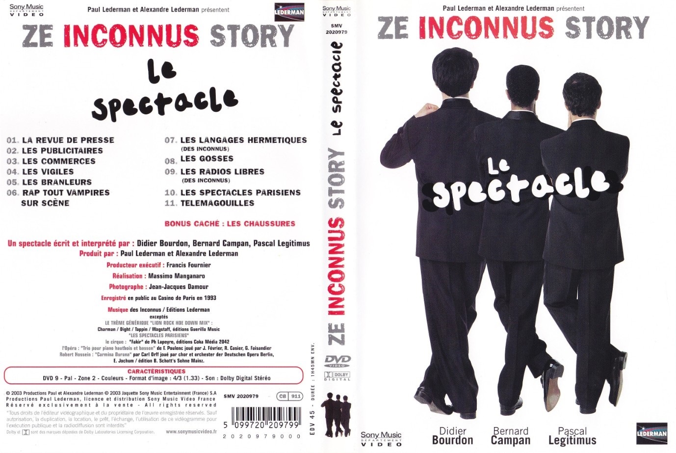Jaquette DVD Ze Inconnus Story - Le Spectacle