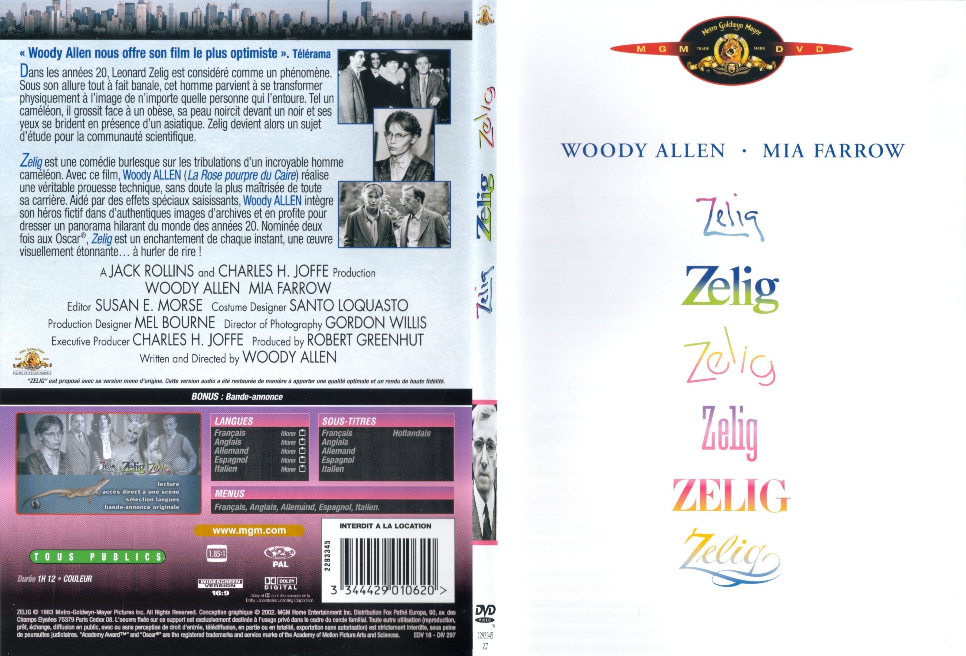 Jaquette DVD Zelig - SLIM