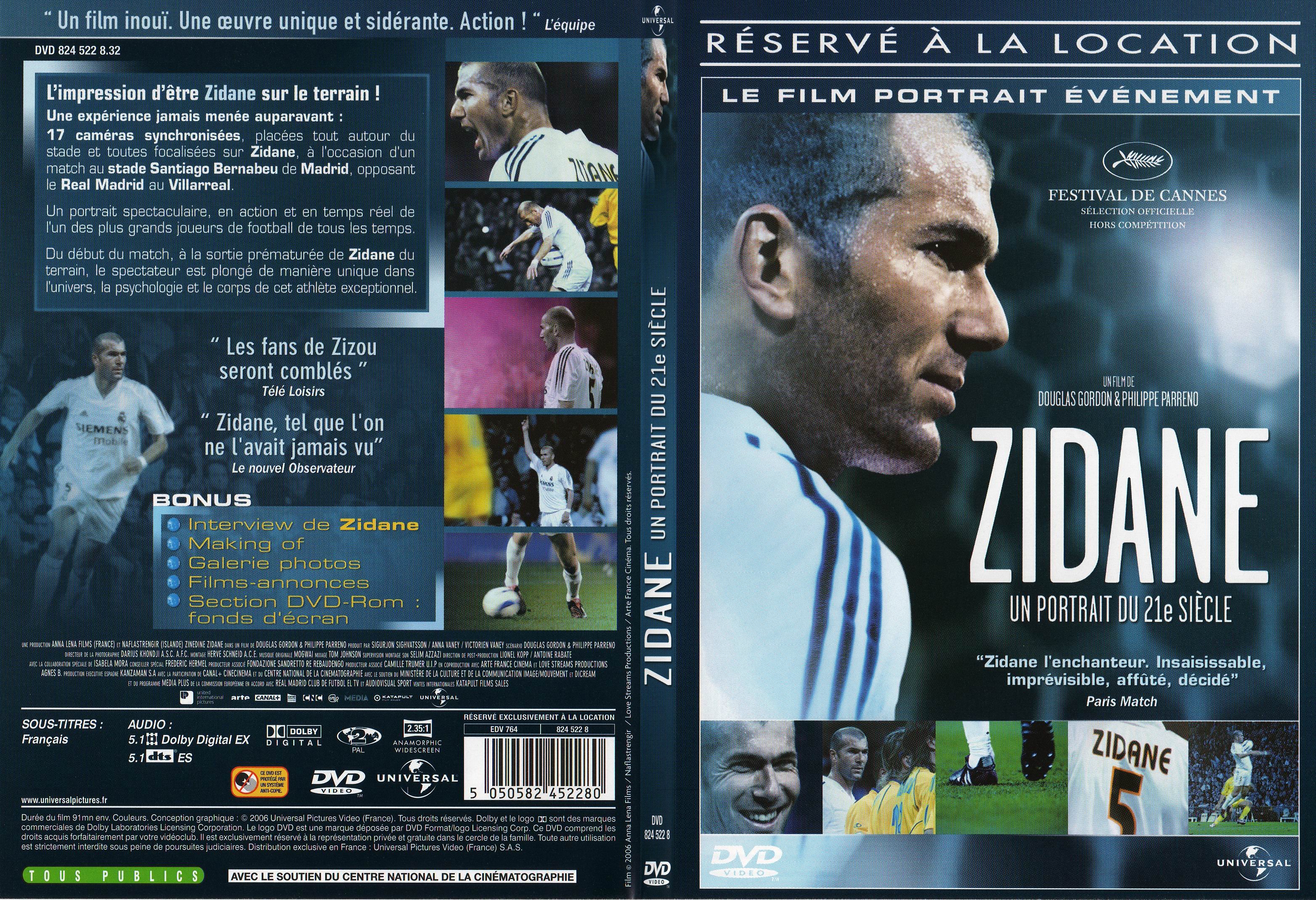 Jaquette DVD Zidane un portrait du XXIeme siecle - SLIM v2