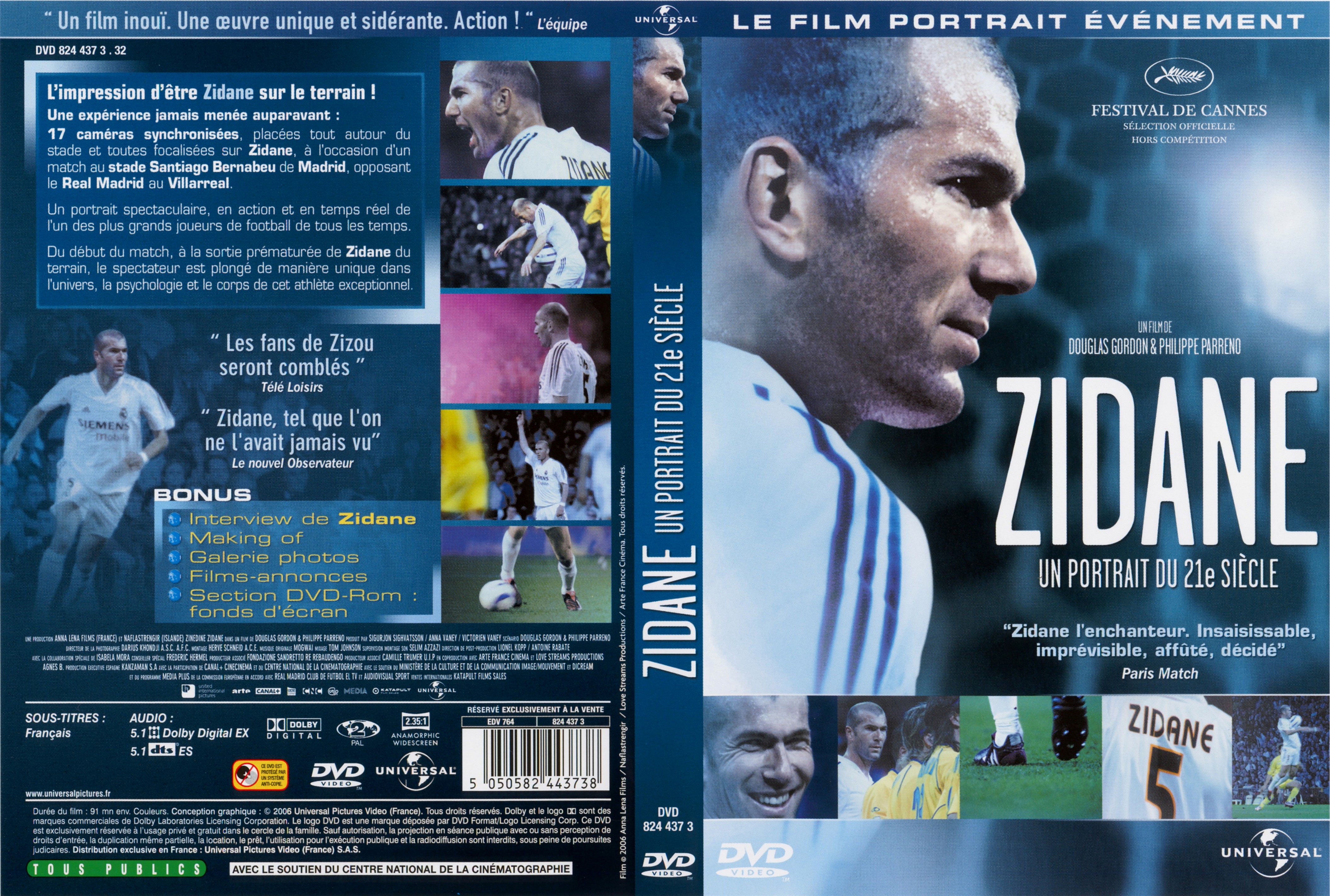 Jaquette DVD Zidane un portrait du XXIeme siecle v2
