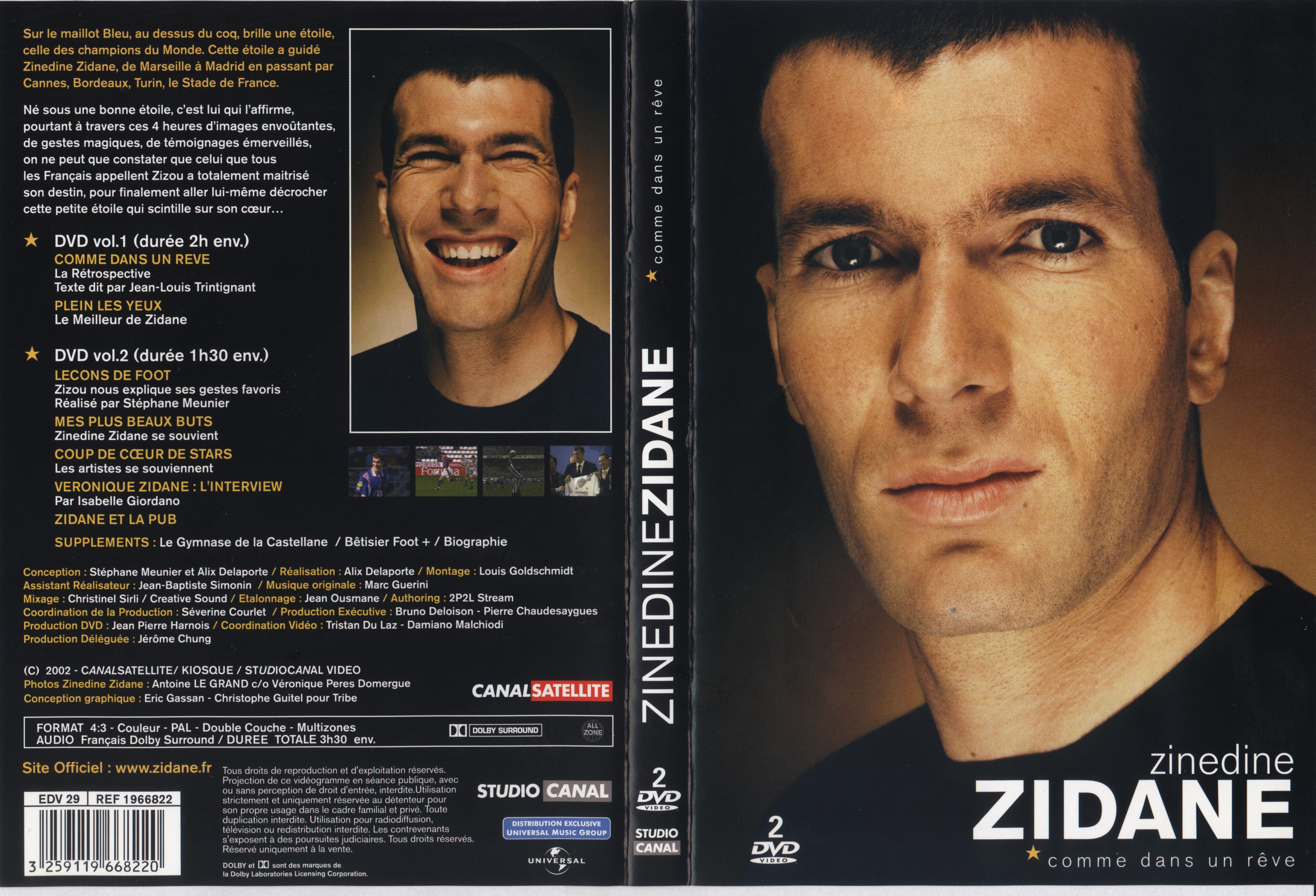 Jaquette DVD Zinedine Zidane Comme dans un reve