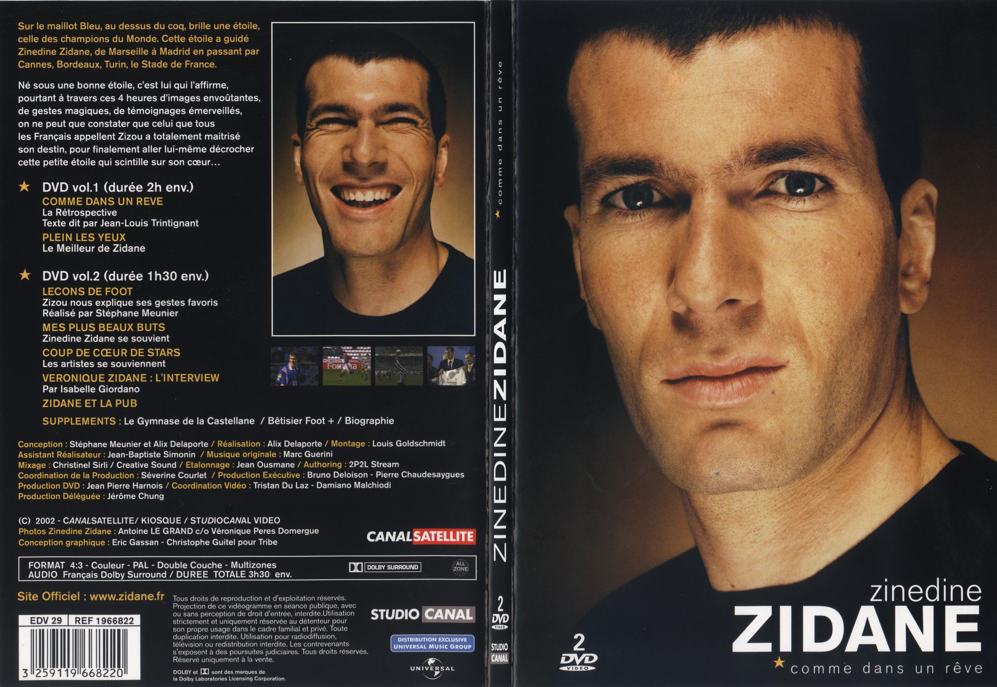 Jaquette DVD Zinedine Zidane Comme dans un reve - SLIM