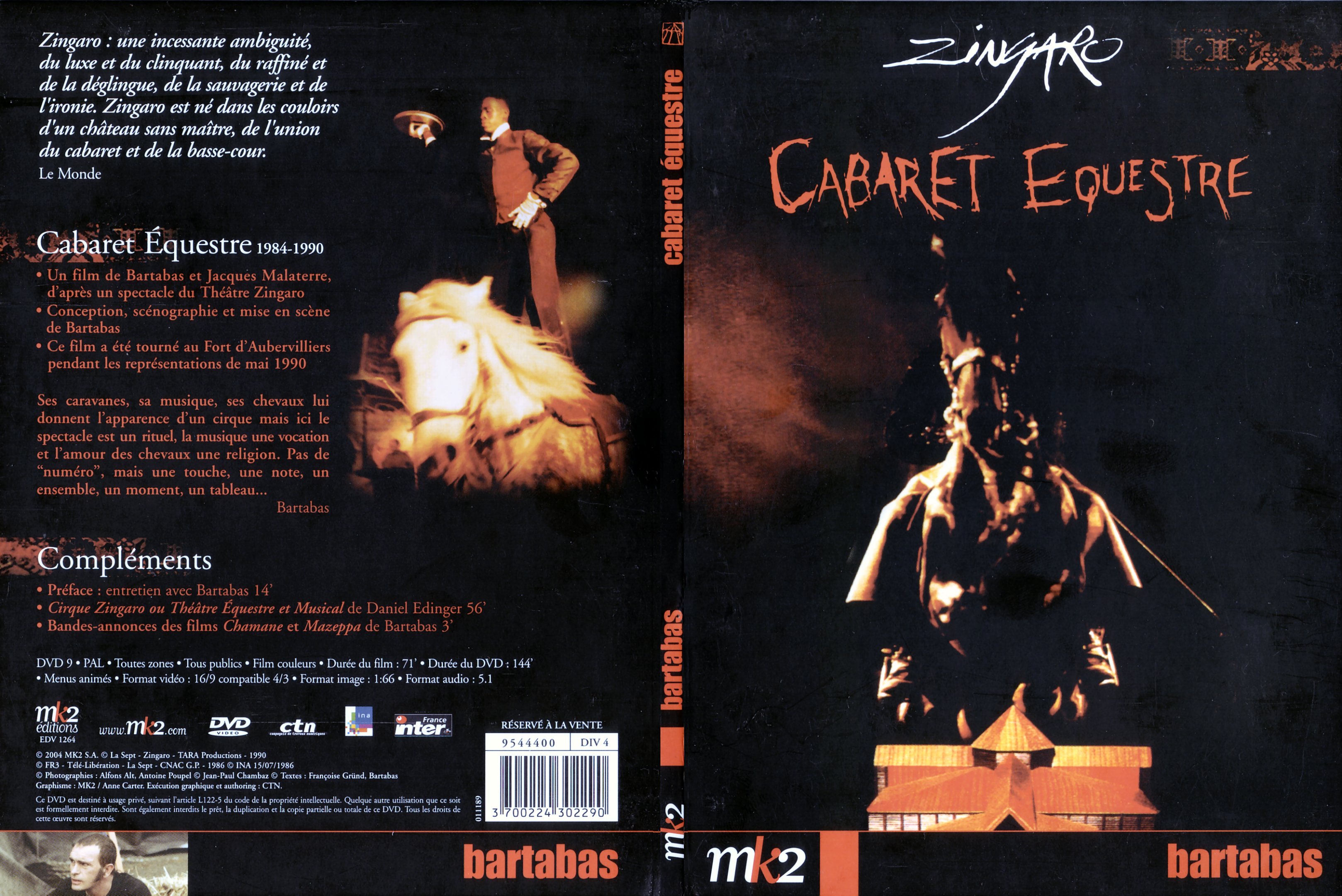 Jaquette DVD Zingaro - Cabaret equestre