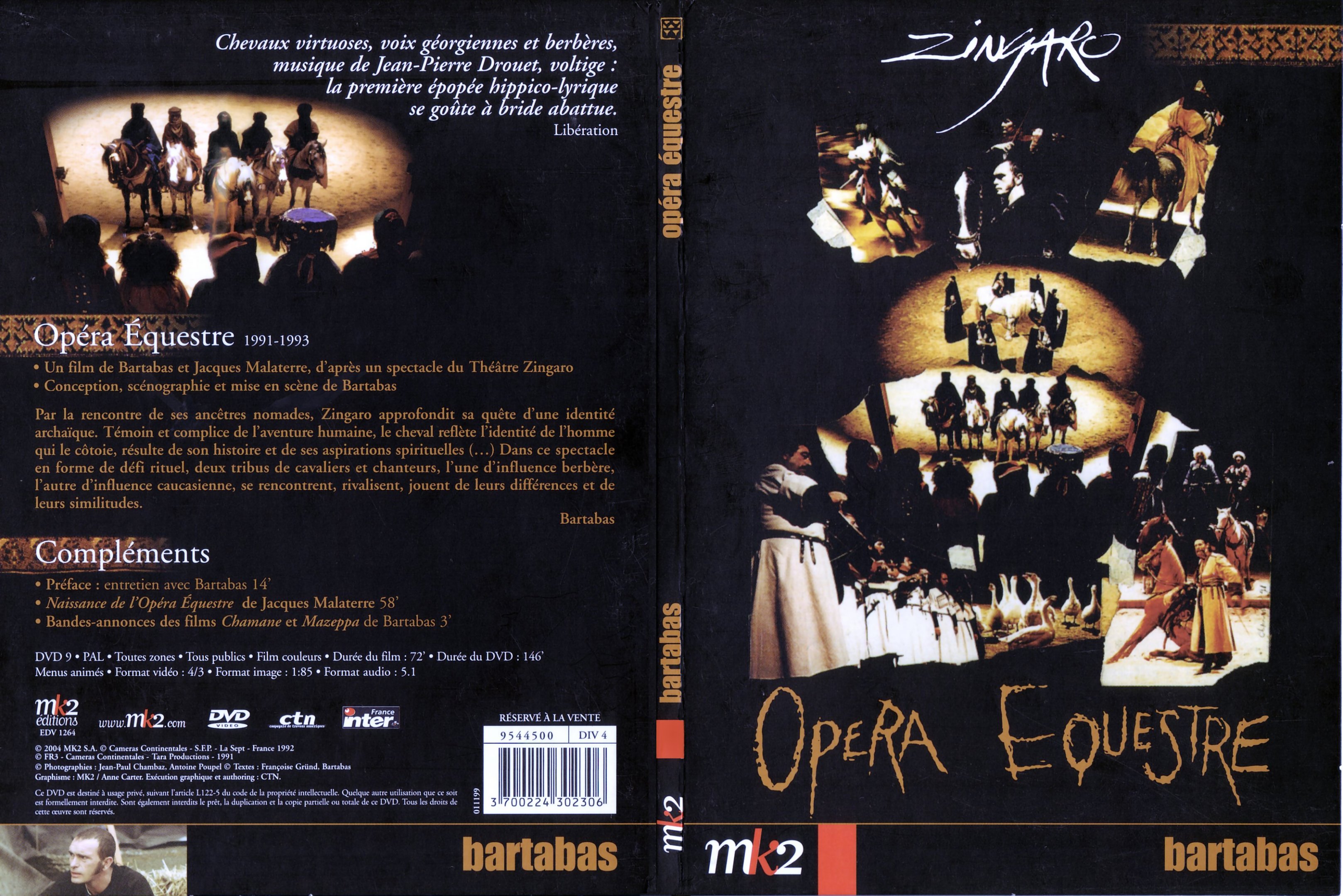 Jaquette DVD Zingaro - Opera equestre