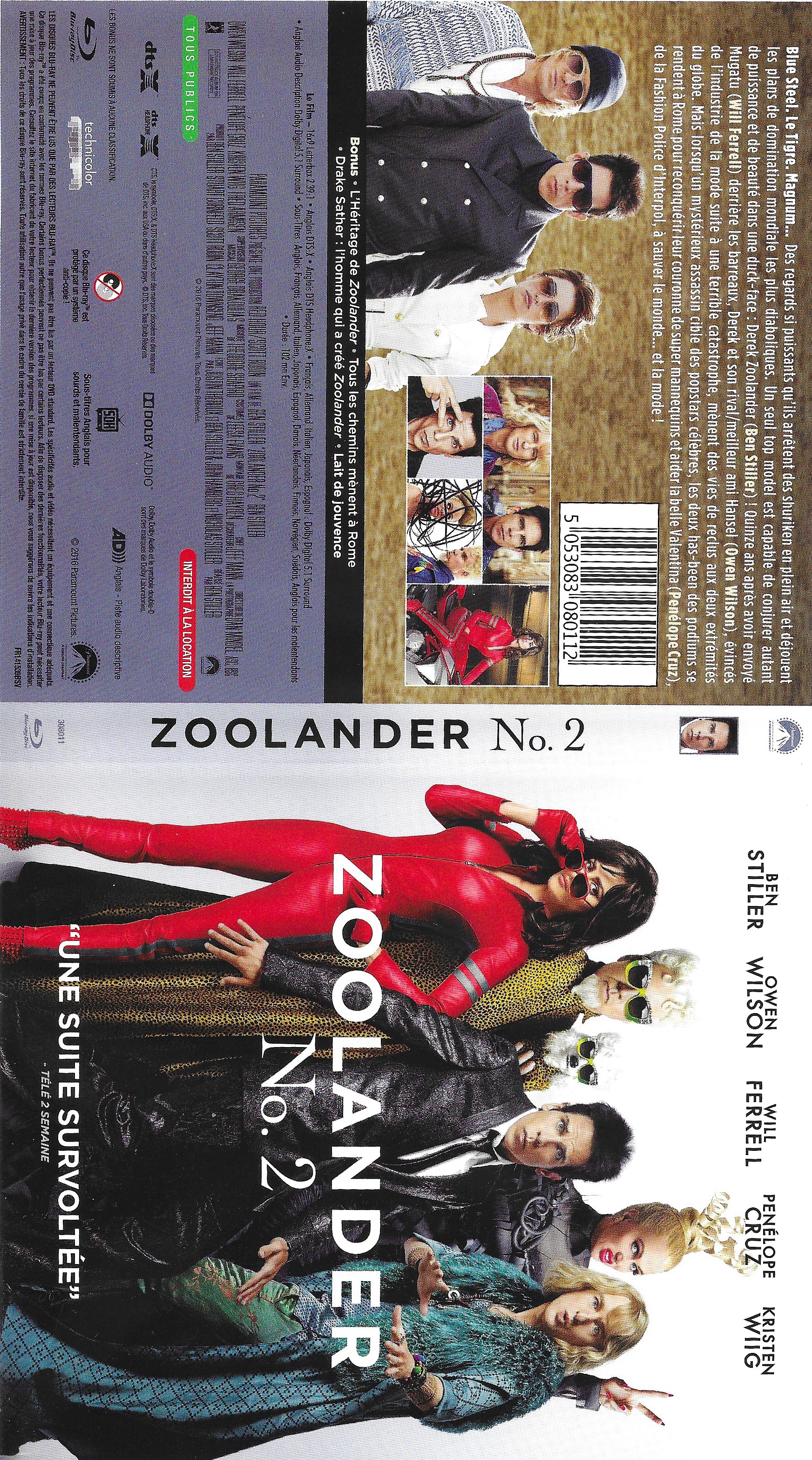 Jaquette DVD Zoolander 2 (BLU-RAY)