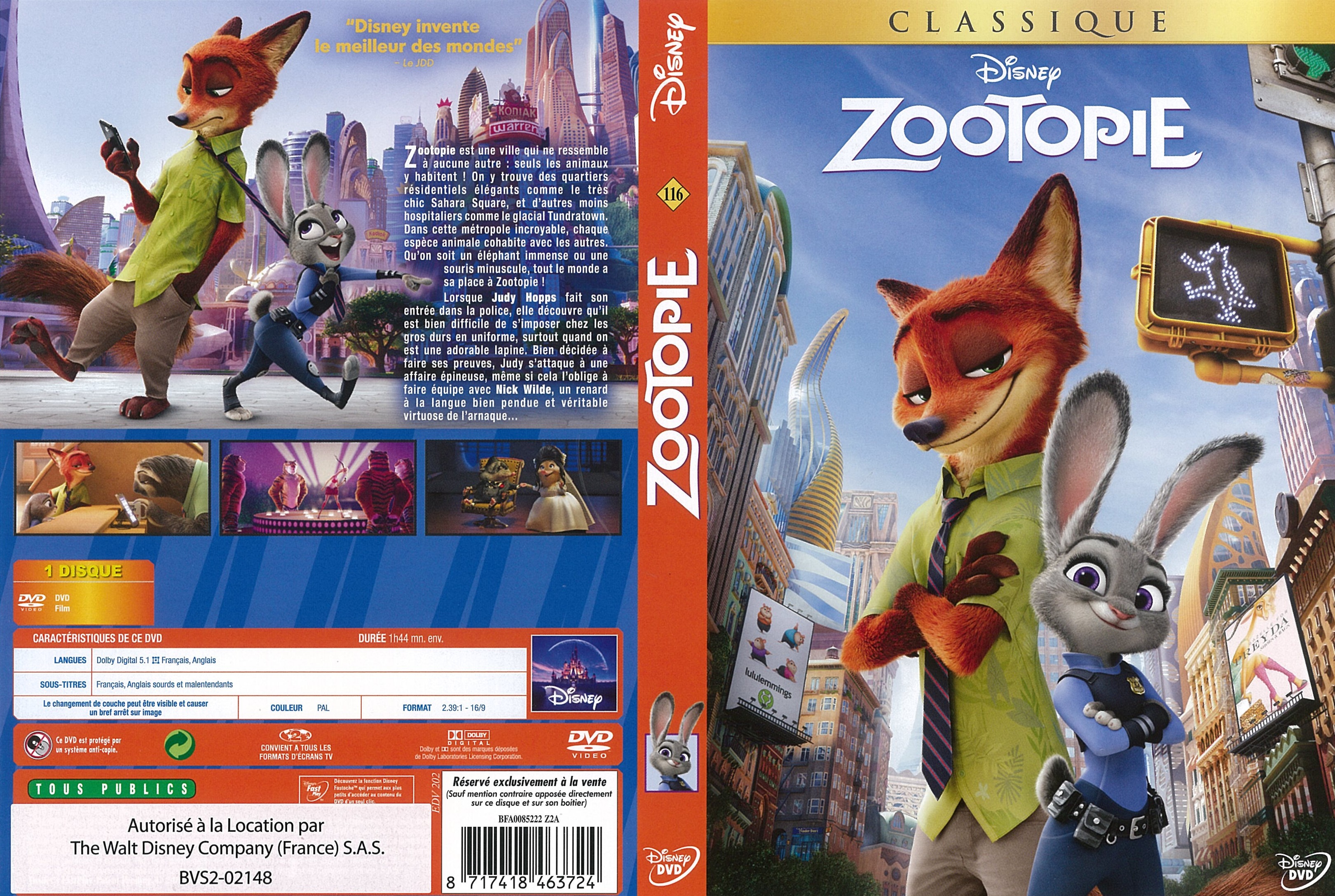 Jaquette DVD Zootopie