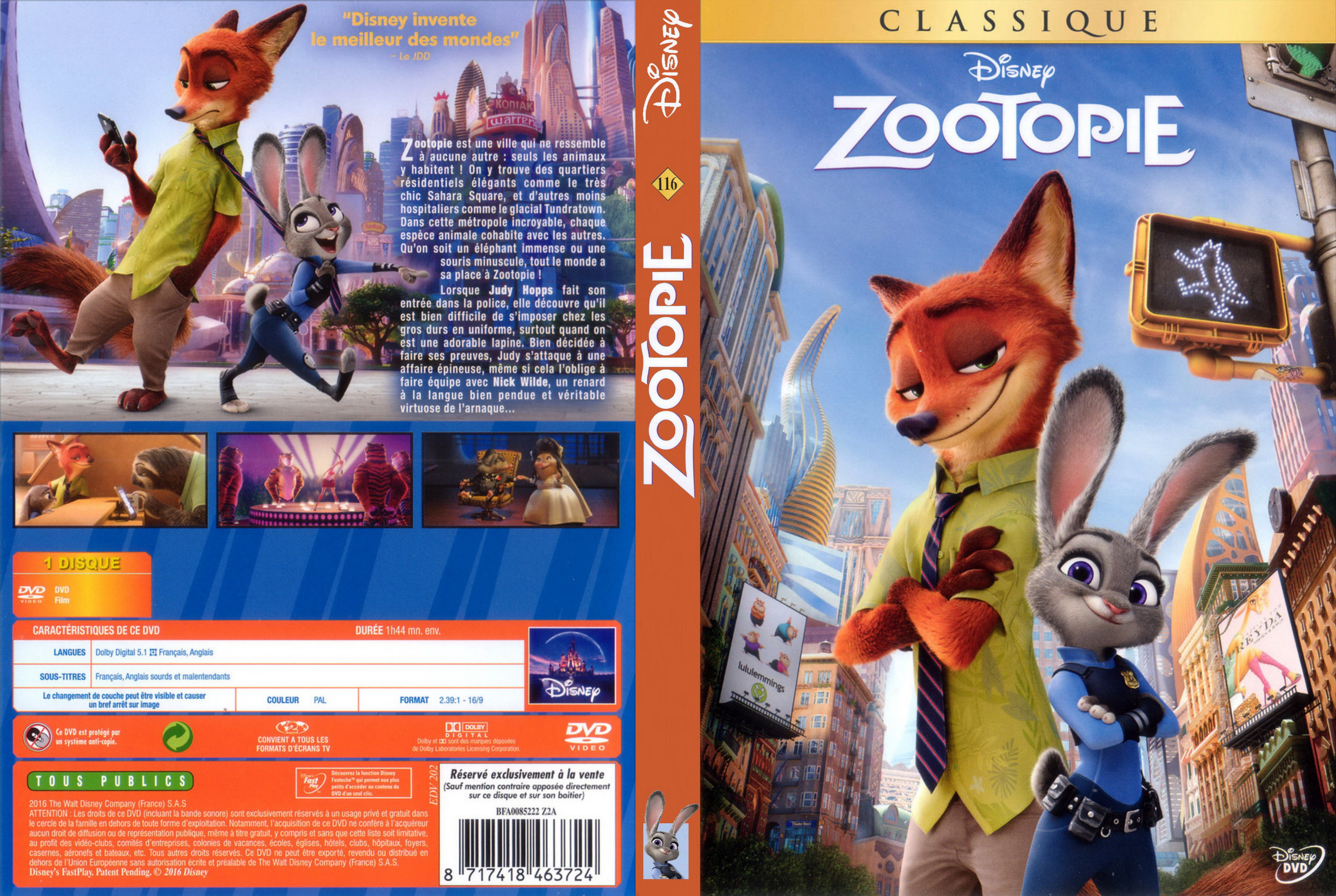 Jaquette DVD Zootopie custom