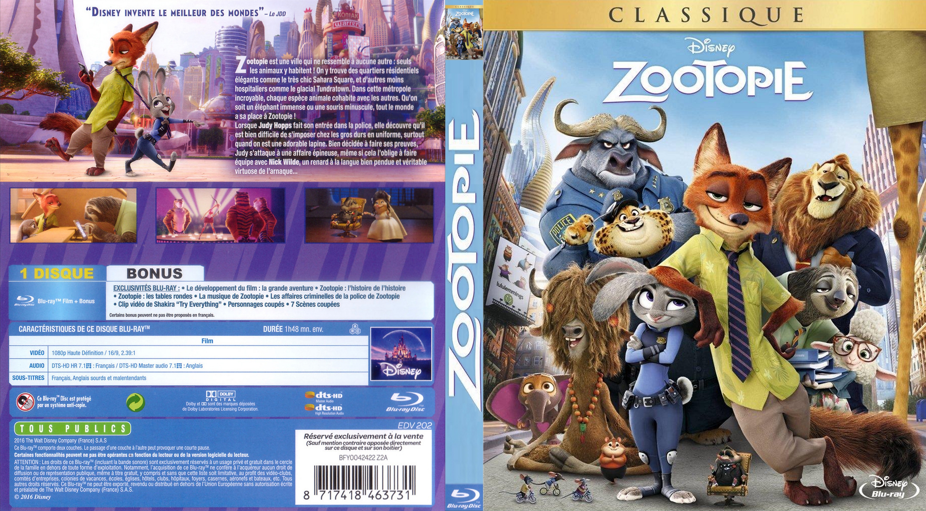 Jaquette DVD Zootopie custom (BLU-RAY)