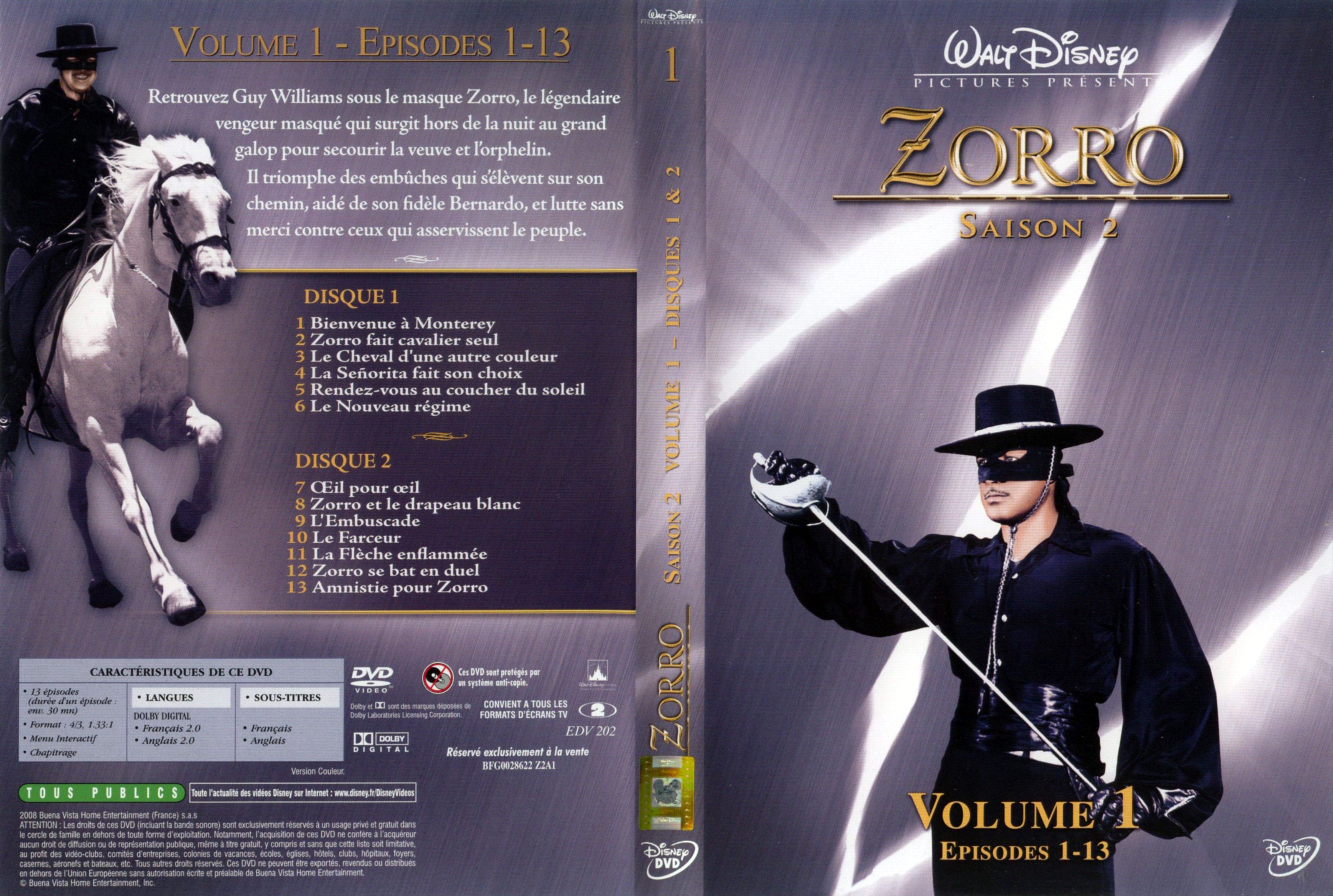 Jaquette DVD Zorro saison 2 vol 1