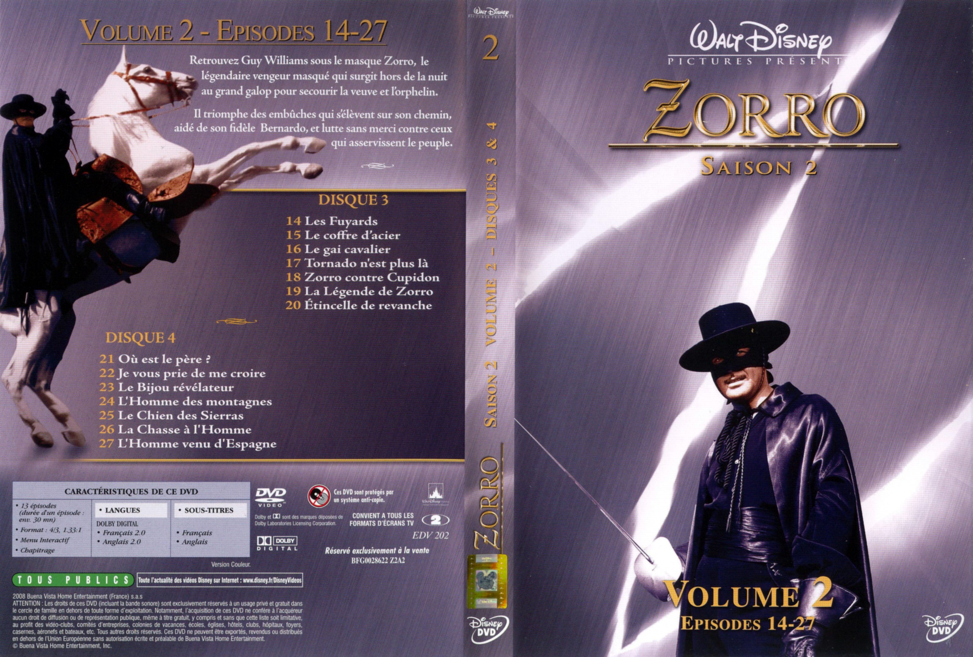 Jaquette DVD Zorro saison 2 vol 2