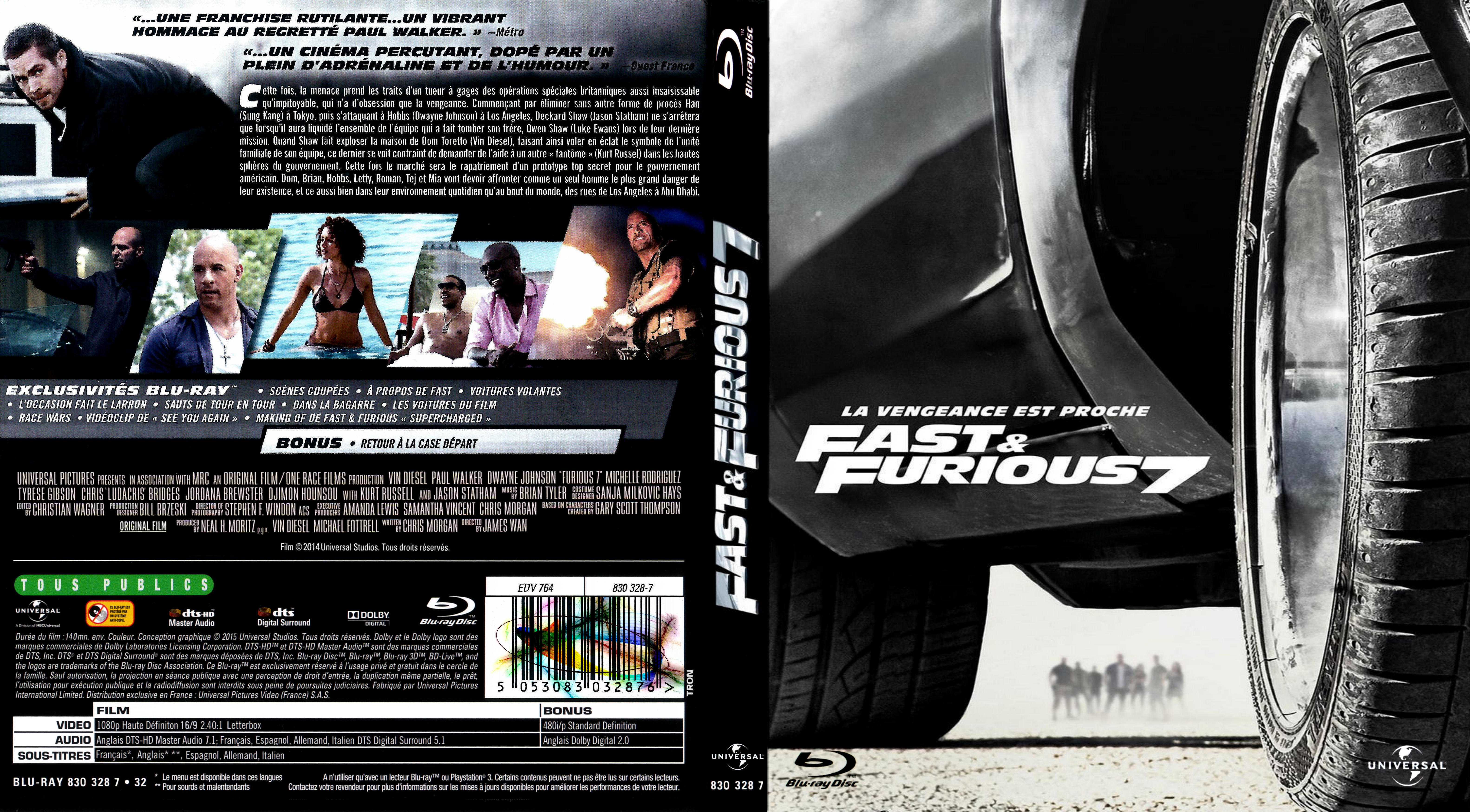 Jaquette DVD fast & furious 7 custom (BLU-RAY)