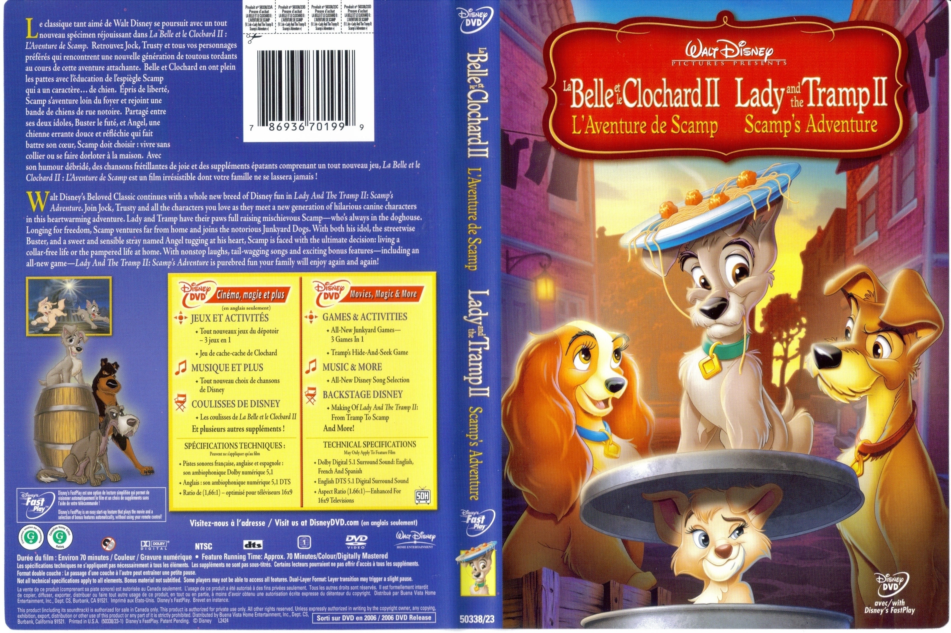 Jaquette DVD la belle et le clochard 2 - Lady and the tramp 2 (Canadienne)