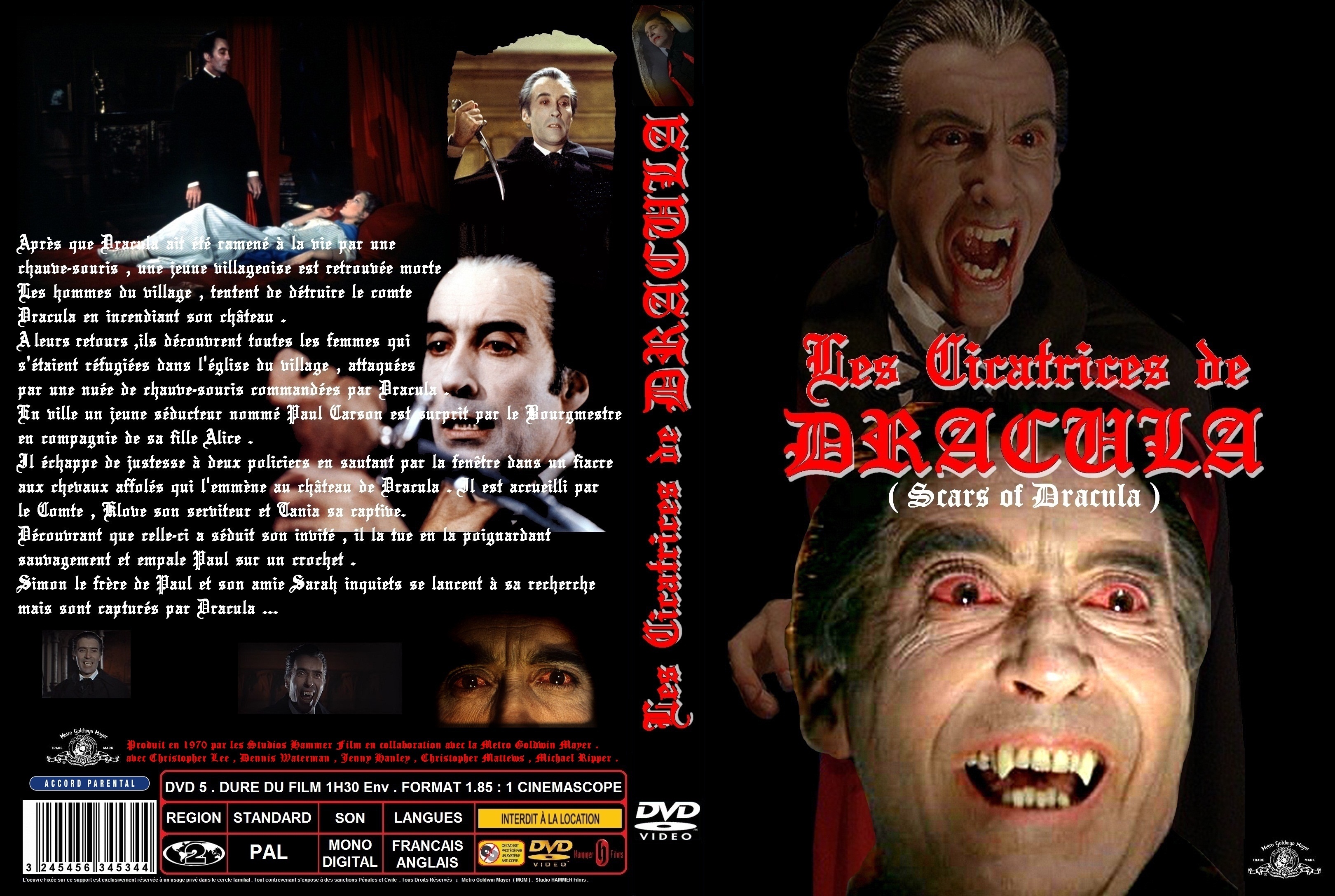 Jaquette DVD les cicatrices de Dracula custom