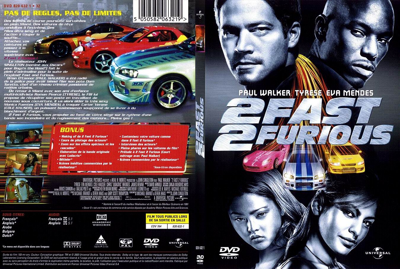 Jaquette DVD 2 fast 2 furious - SLIM
