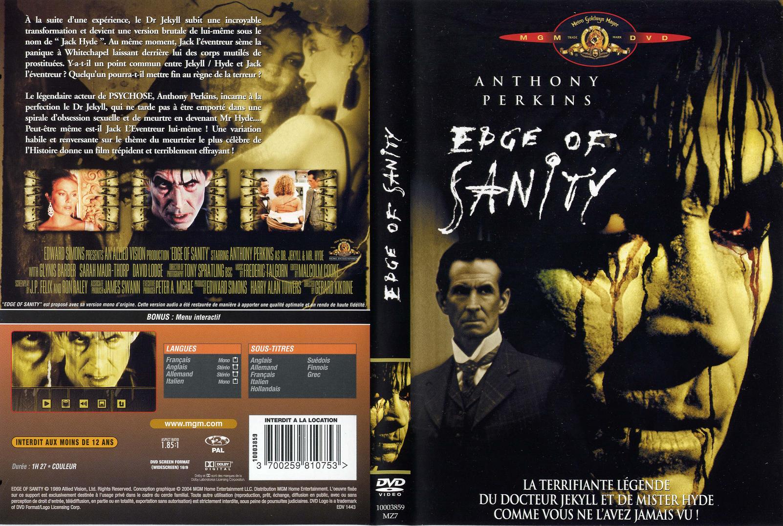 Jaquette DVD Edge of sanity
