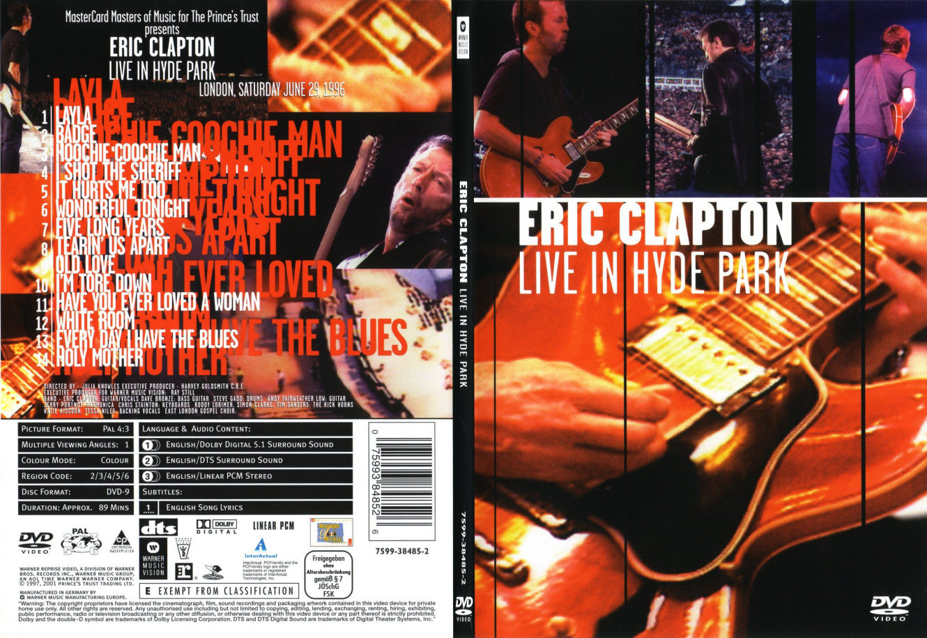 Jaquette DVD Eric Clapton - Live in Hyde Park - SLIM