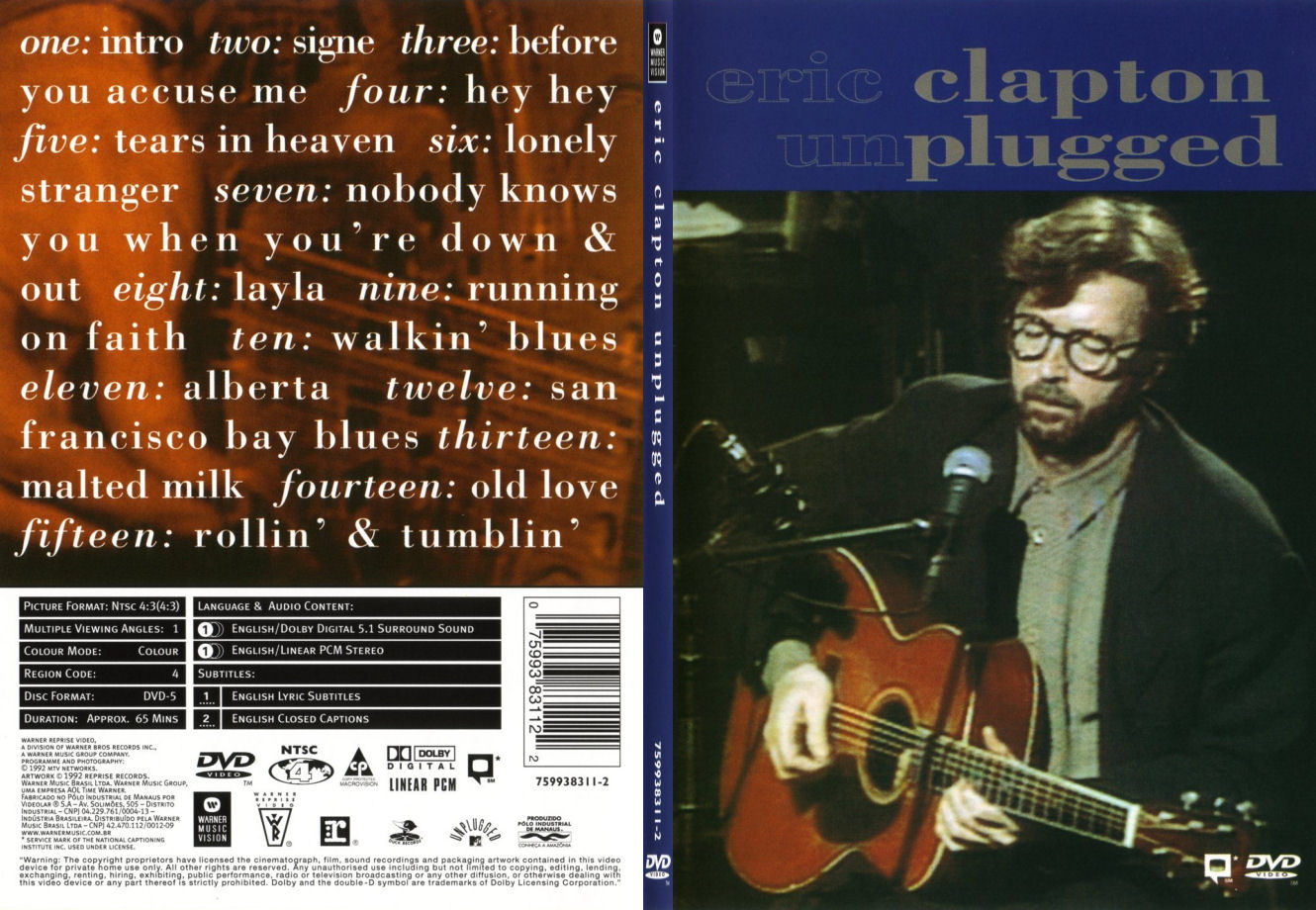 Jaquette DVD Eric Clapton - Unplugged - SLIM