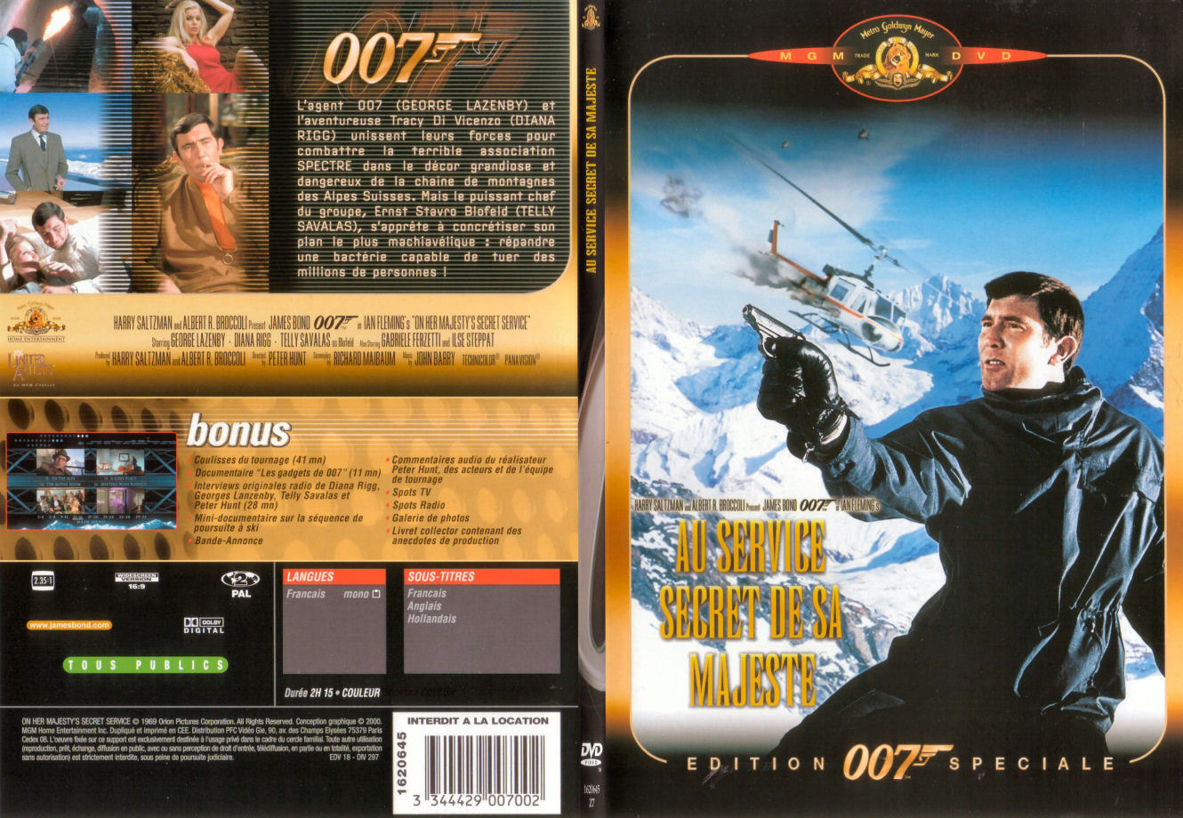 Jaquette DVD James Bond 007 Au service secret de sa majest - SLIM v2