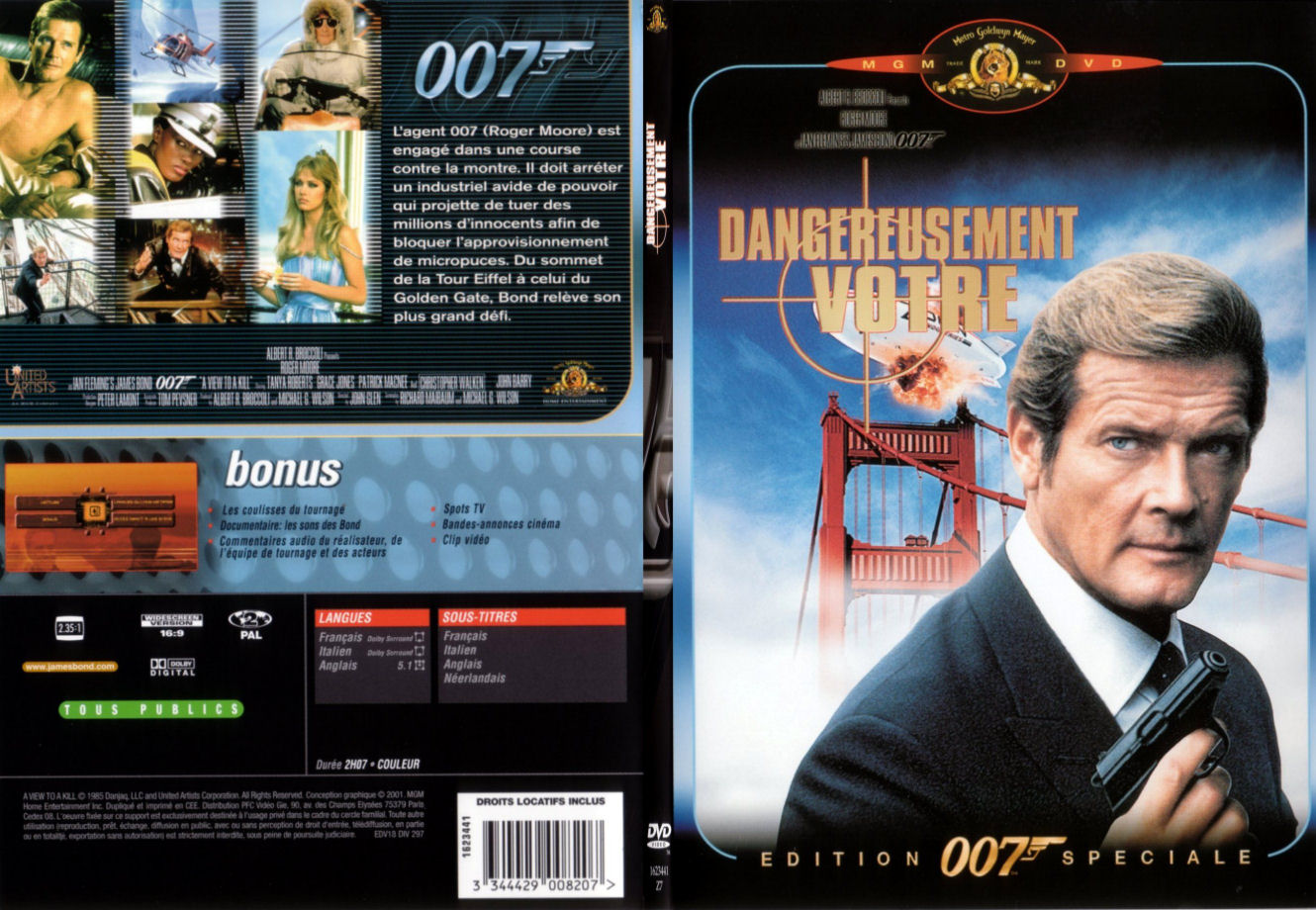 Jaquette DVD James Bond 007 Dangereusement votre - SLIM