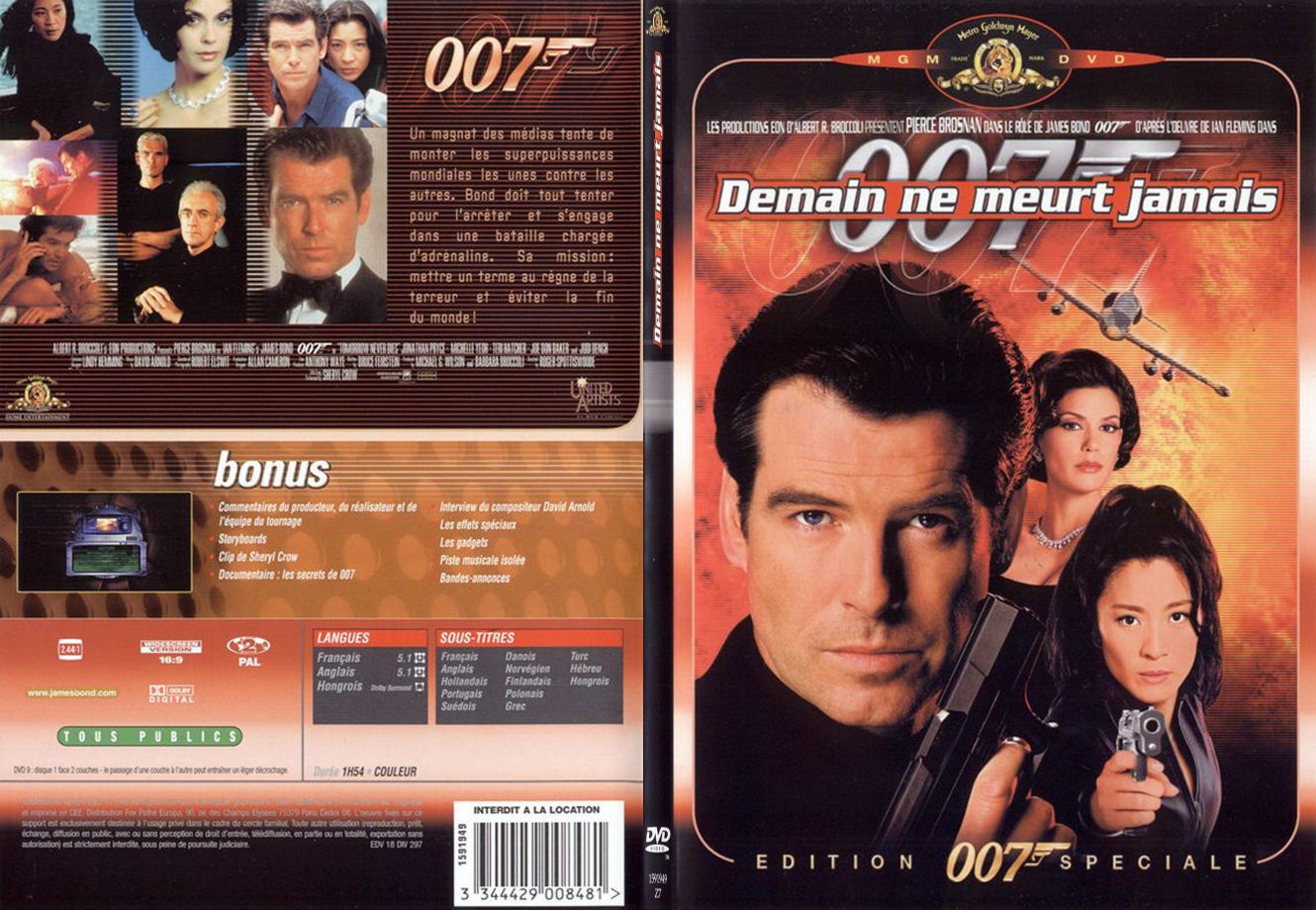 Jaquette DVD James Bond 007 Demain ne meurt jamais v2 - SLIM