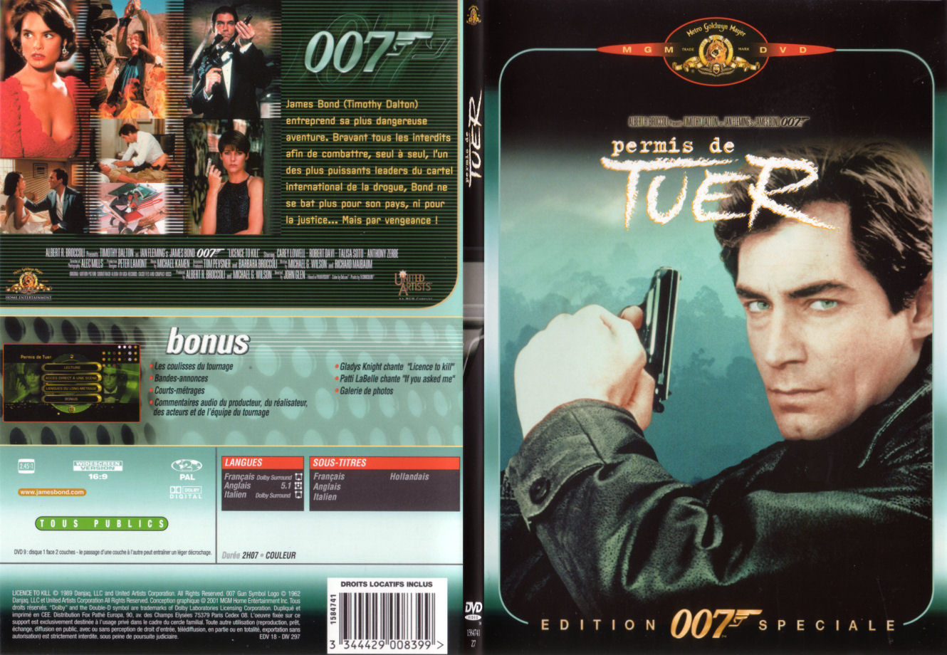 Jaquette DVD James Bond 007 Permis de tuer - SLIM