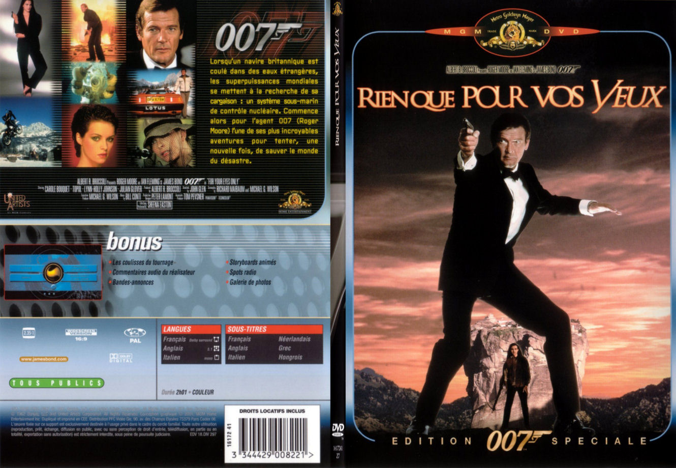 Jaquette DVD James Bond 007 Rien que pour vos yeux - SLIM