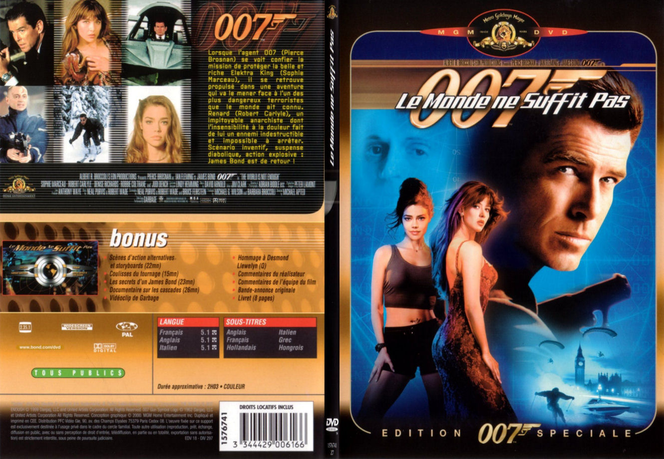 Jaquette DVD James bond 007 Le monde ne suffit pas - SLIM