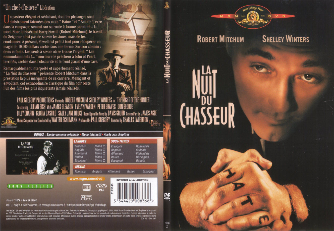 Jaquette DVD La nuit du chasseur - SLIM