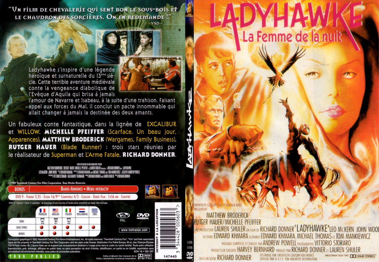 Jaquette DVD Ladyhawke - SLIM
