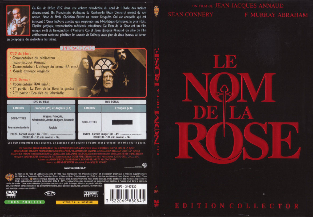 Jaquette DVD Le nom de la rose - SLIM