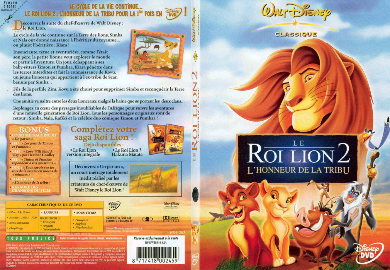 Jaquette DVD Le roi Lion 2 - SLIM