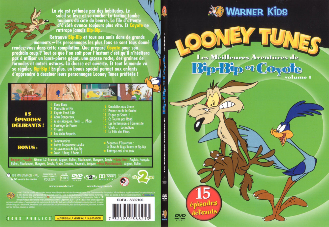 Jaquette DVD Looney Tunes - Les meilleures aventures de Bip-Bip et Coyote - volume 1 - SLIM