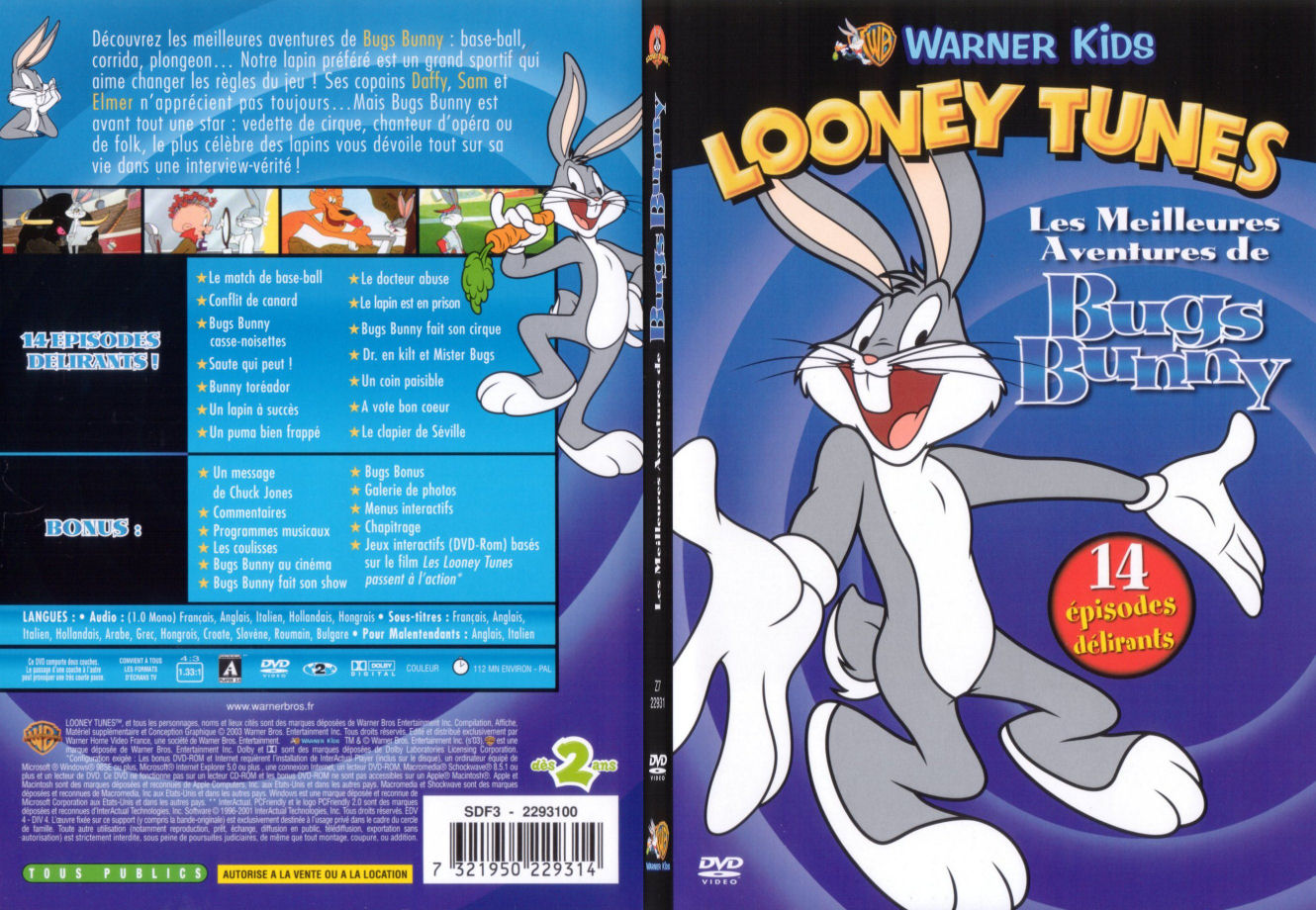 Jaquette DVD Looney Tunes - Les meilleures aventures de Bugs Bunny - SLIM
