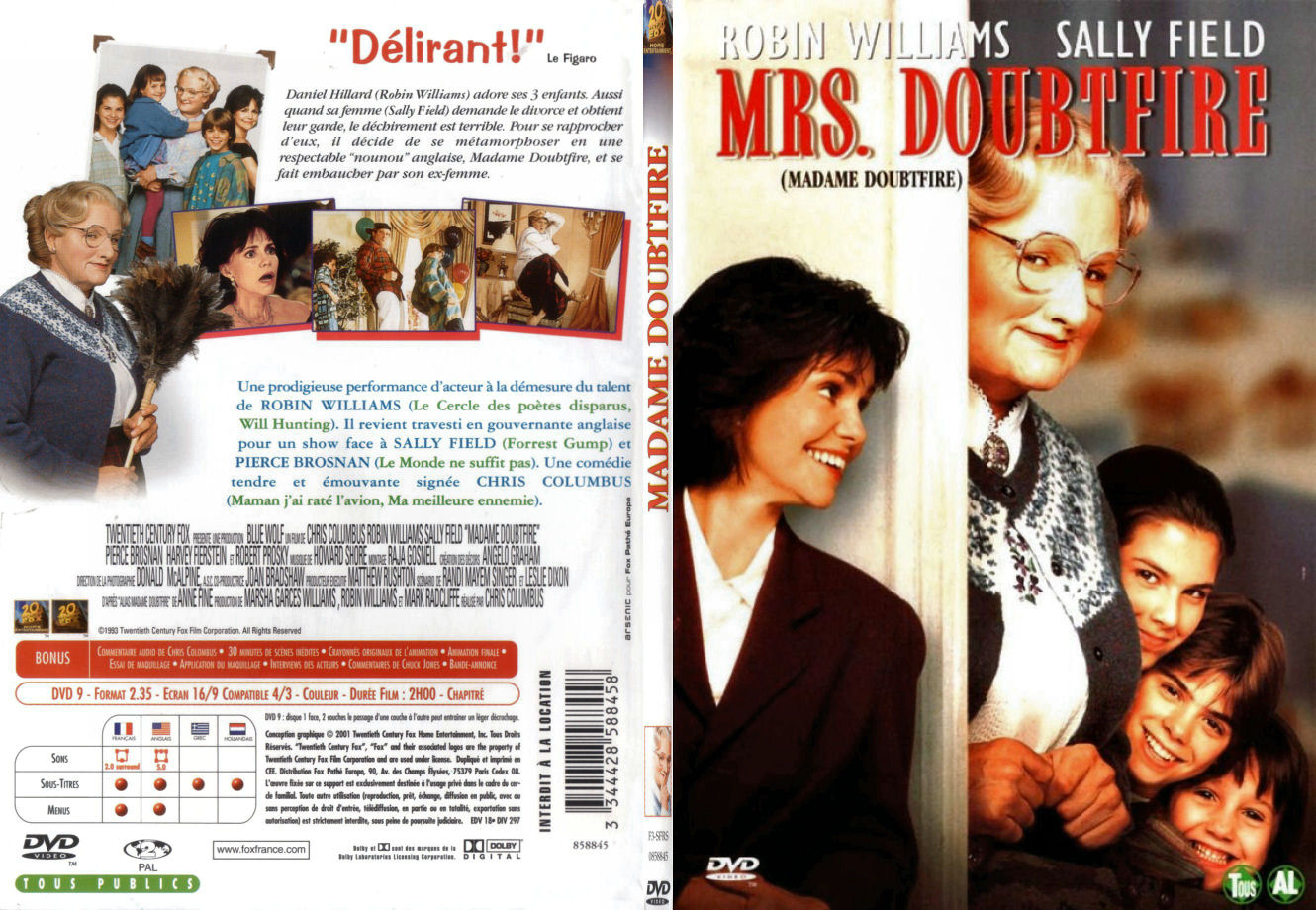 Jaquette DVD Madame Doubtfire - SLIM