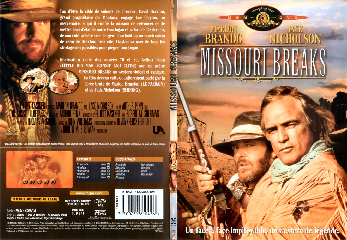 Jaquette DVD Missouri breaks - SLIM