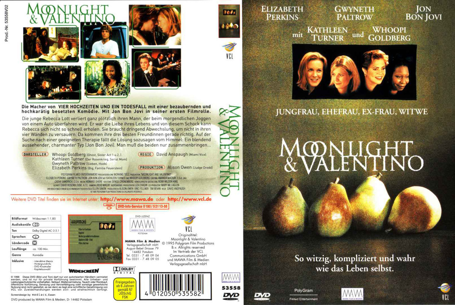 Jaquette DVD Moonlight and Valentino (VERSION ALLEMANDE)