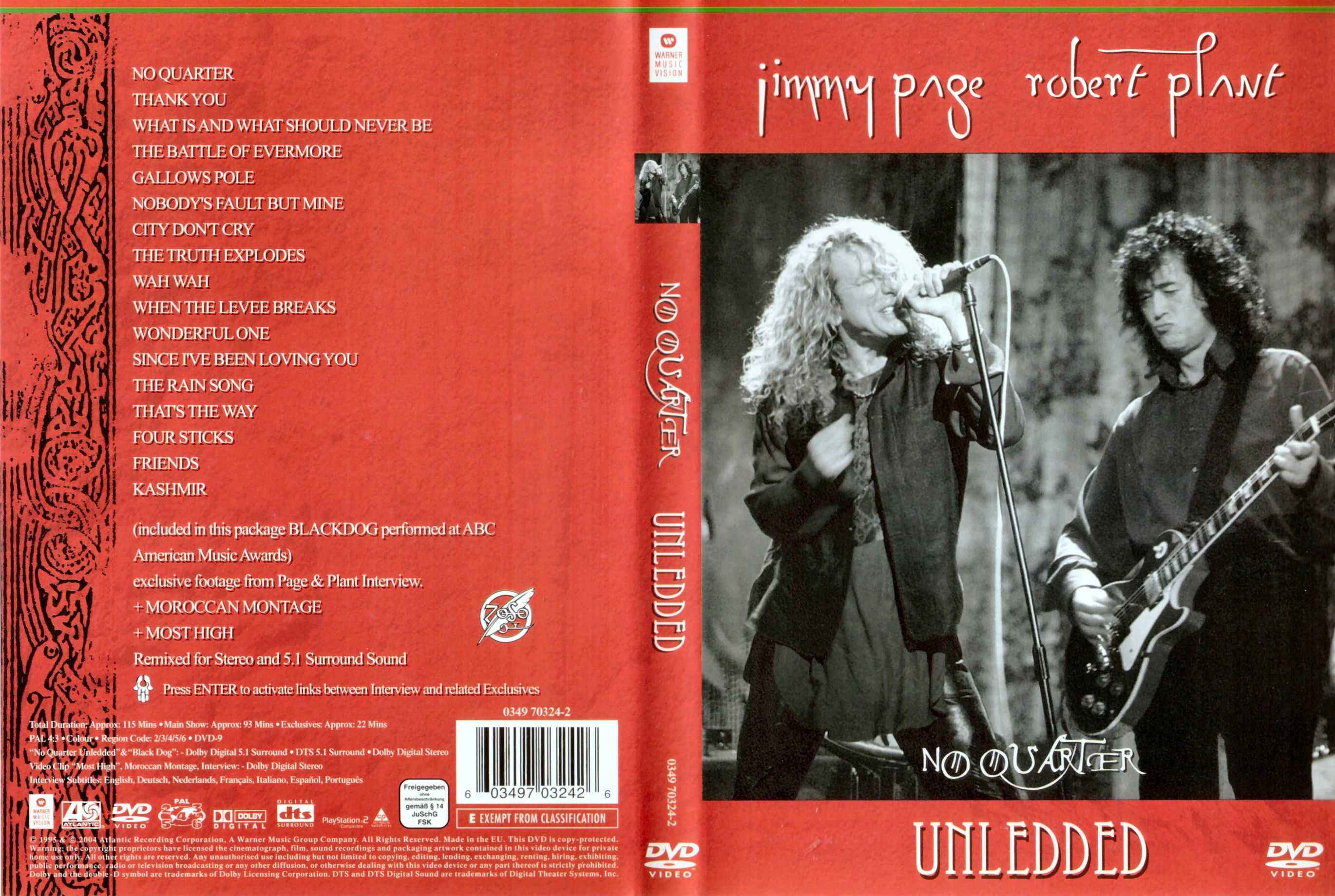 Jaquette DVD No quarter Unledded (Jimmy Page - Robert Plant)