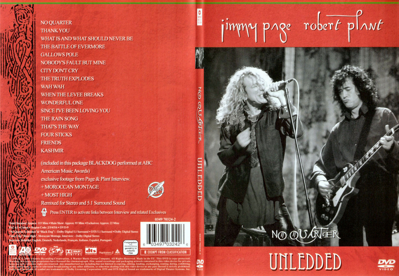 Jaquette DVD No quarter Unledded (Jimmy Page - Robert Plant) - SLIM