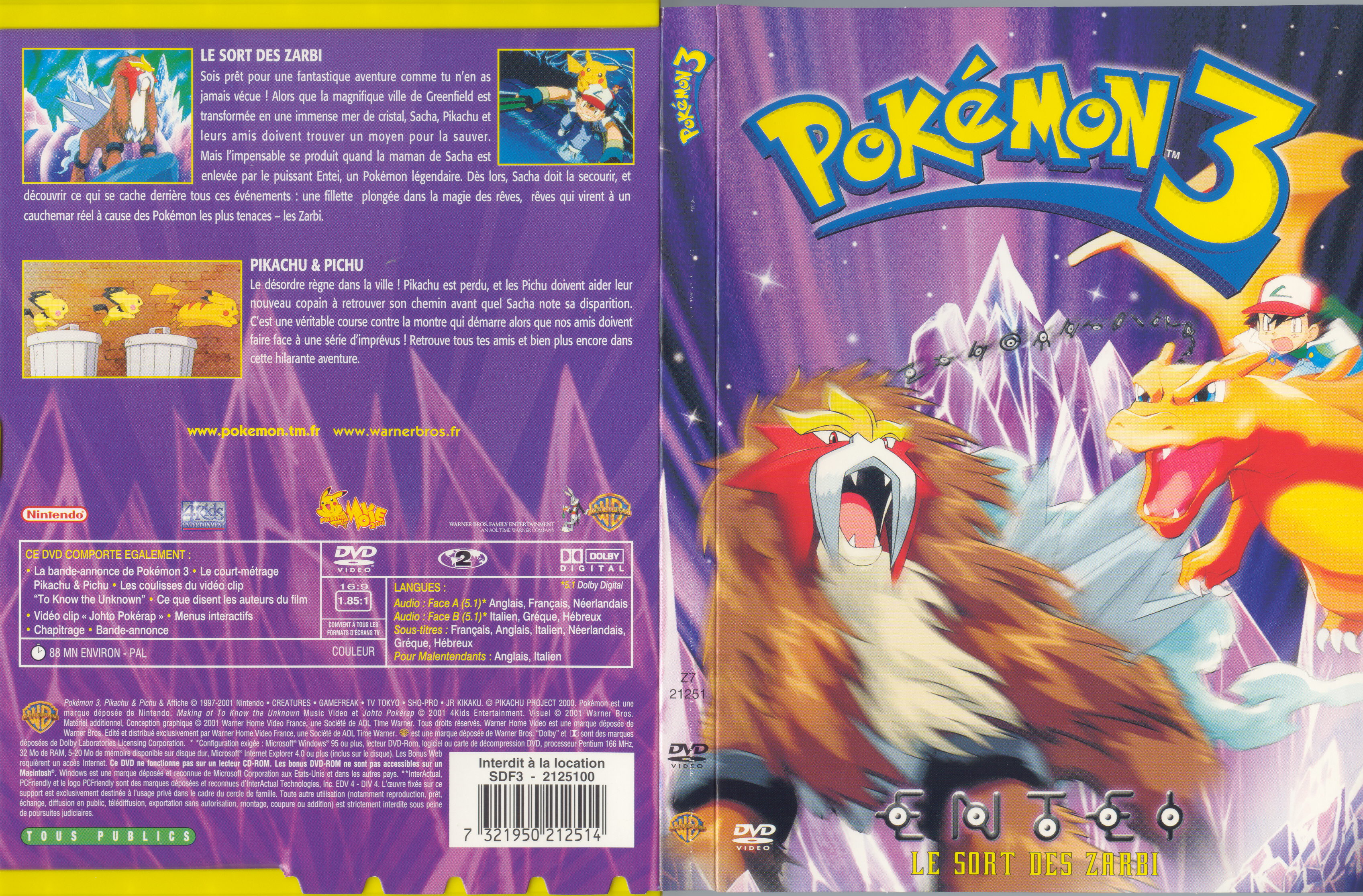 Jaquette DVD Pokemon 3 le sort des zarbi