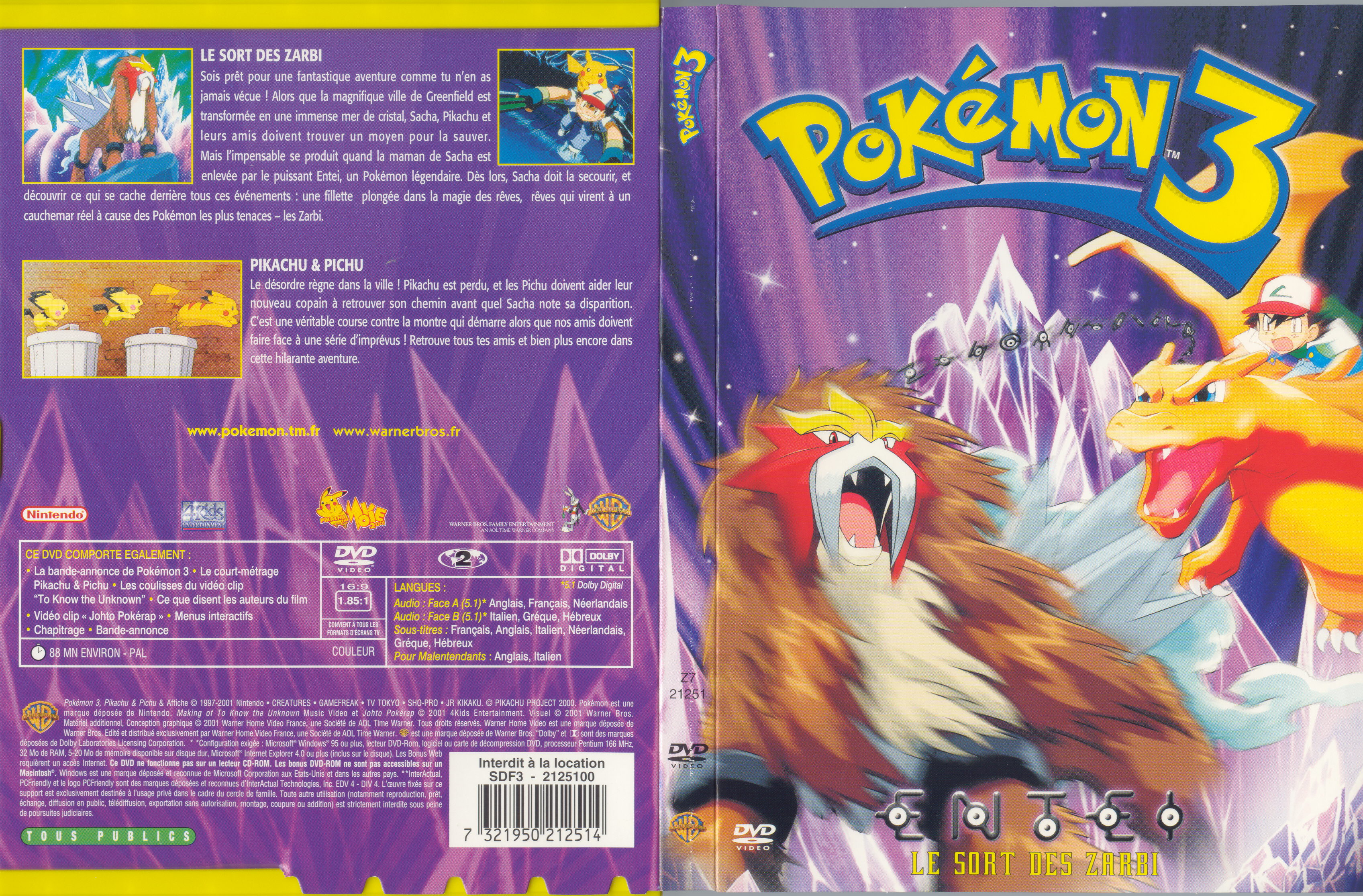 Jaquette DVD Pokemon 3 le sort des zarbi
