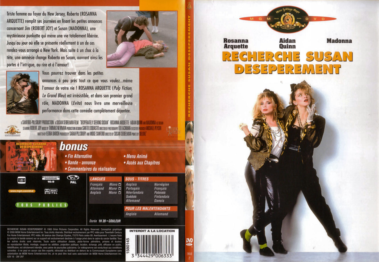Jaquette DVD Recherche Susan dssprement - SLIM