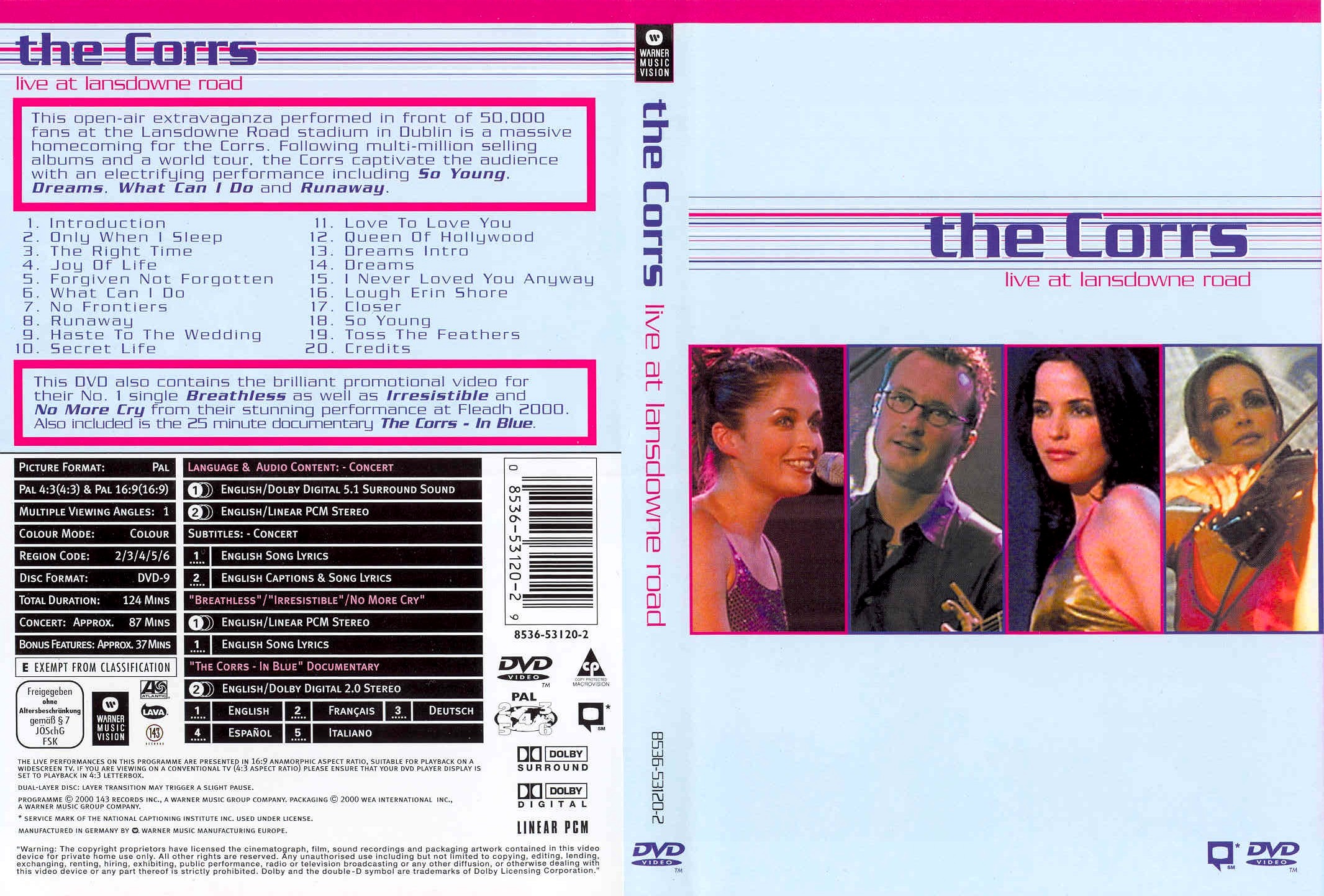 Jaquette DVD The Corrs - Live at Landsowne Road