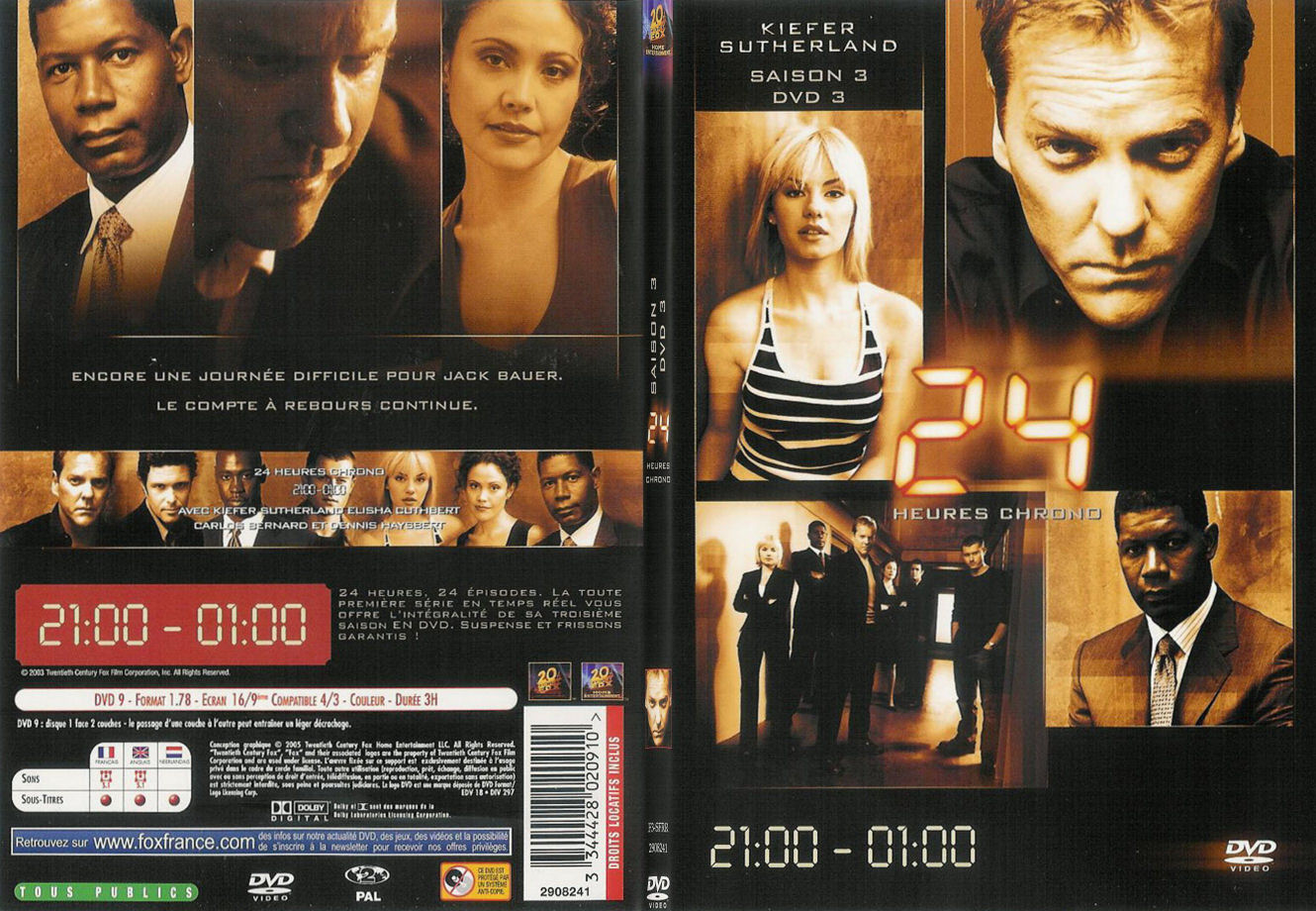 Jaquette DVD 24 heures chrono Saison 3 dvd 3 - SLIM